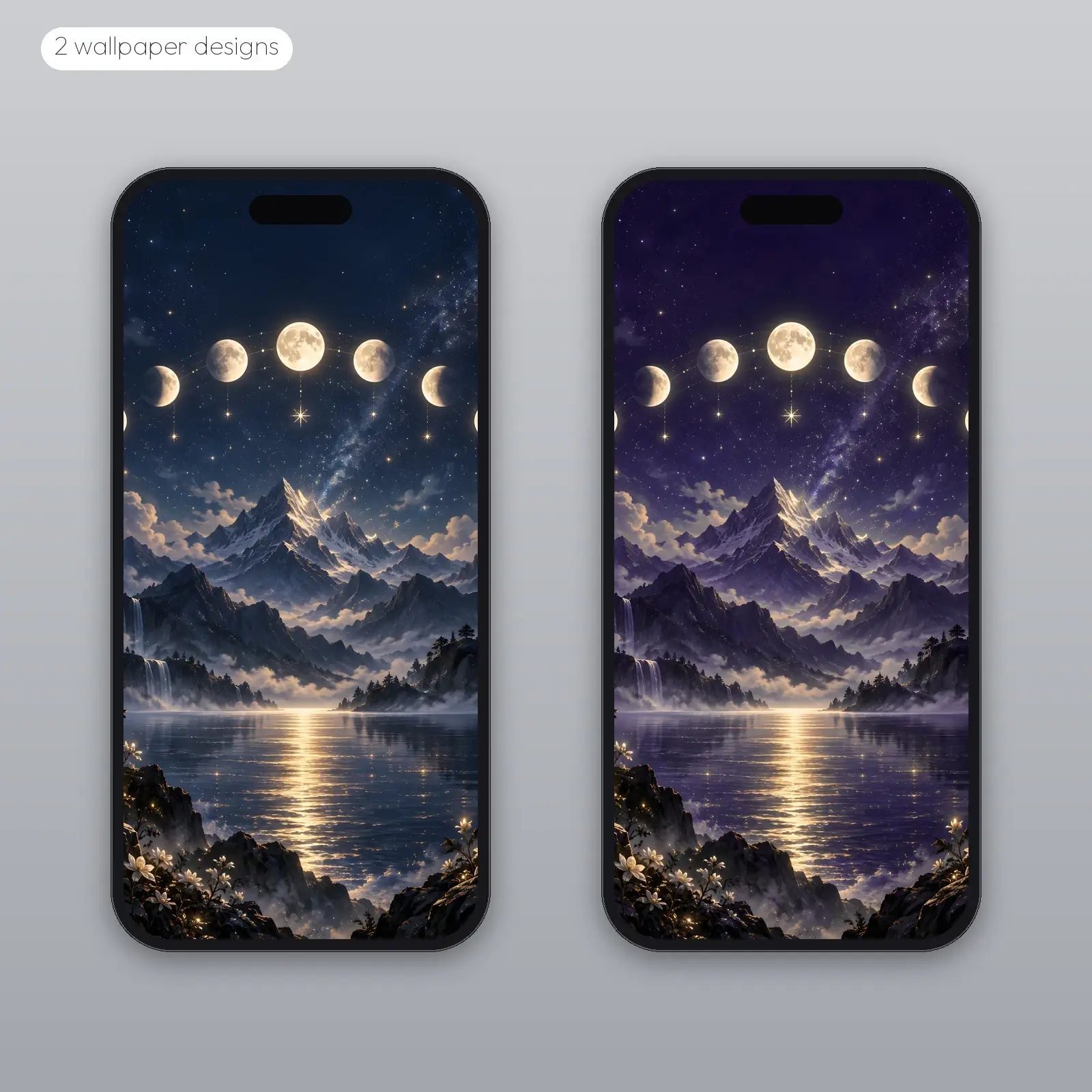 Moon Phase Arc – 2 Designs, Phone Tablet Desktop 4K, preview 2 of 4