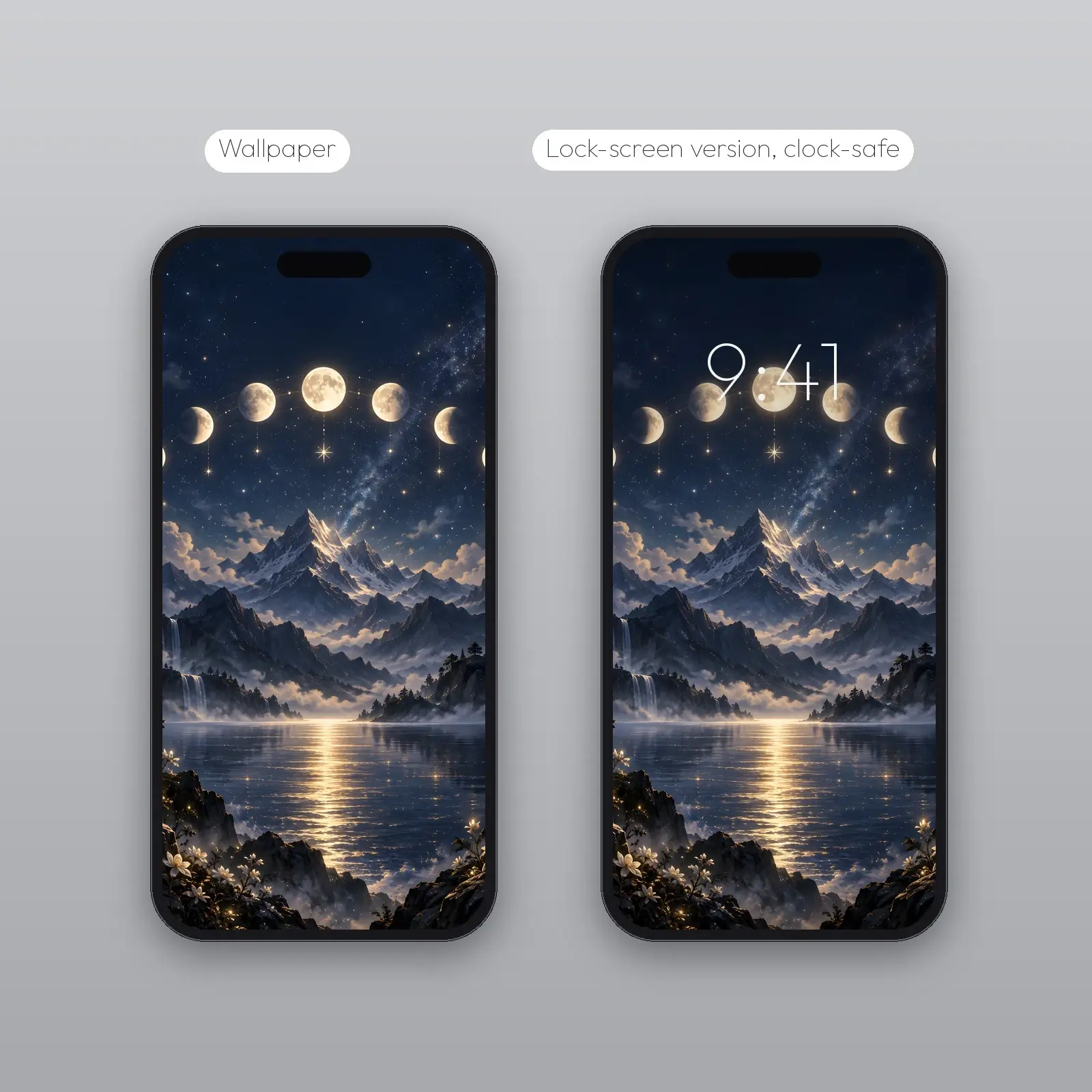 Moon Phase Arc – 2 Designs, Phone Tablet Desktop 4K, preview 4 of 4