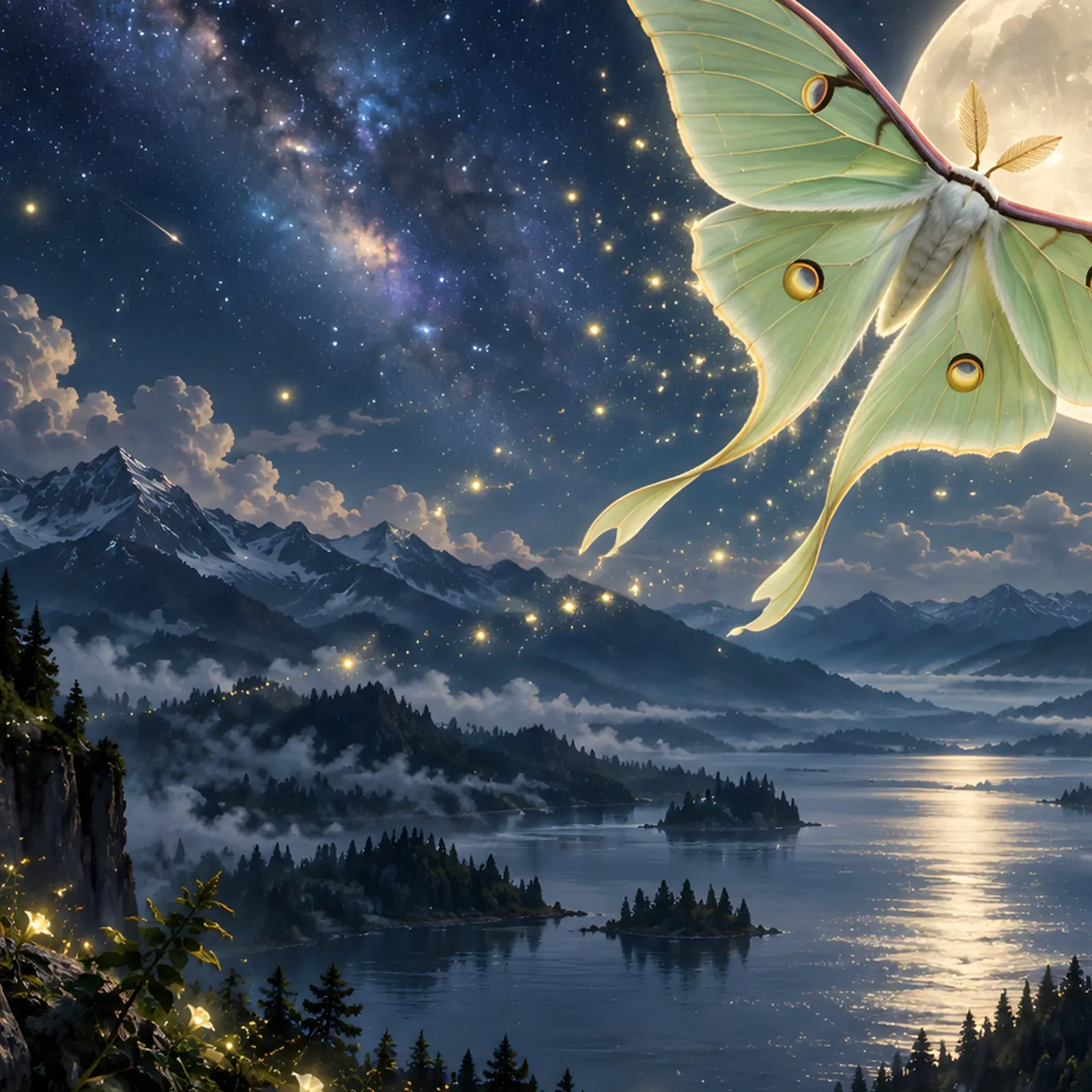 Luna Moth Moon Wallpaper – Phone, Tablet and Desktop 4K JPG preview