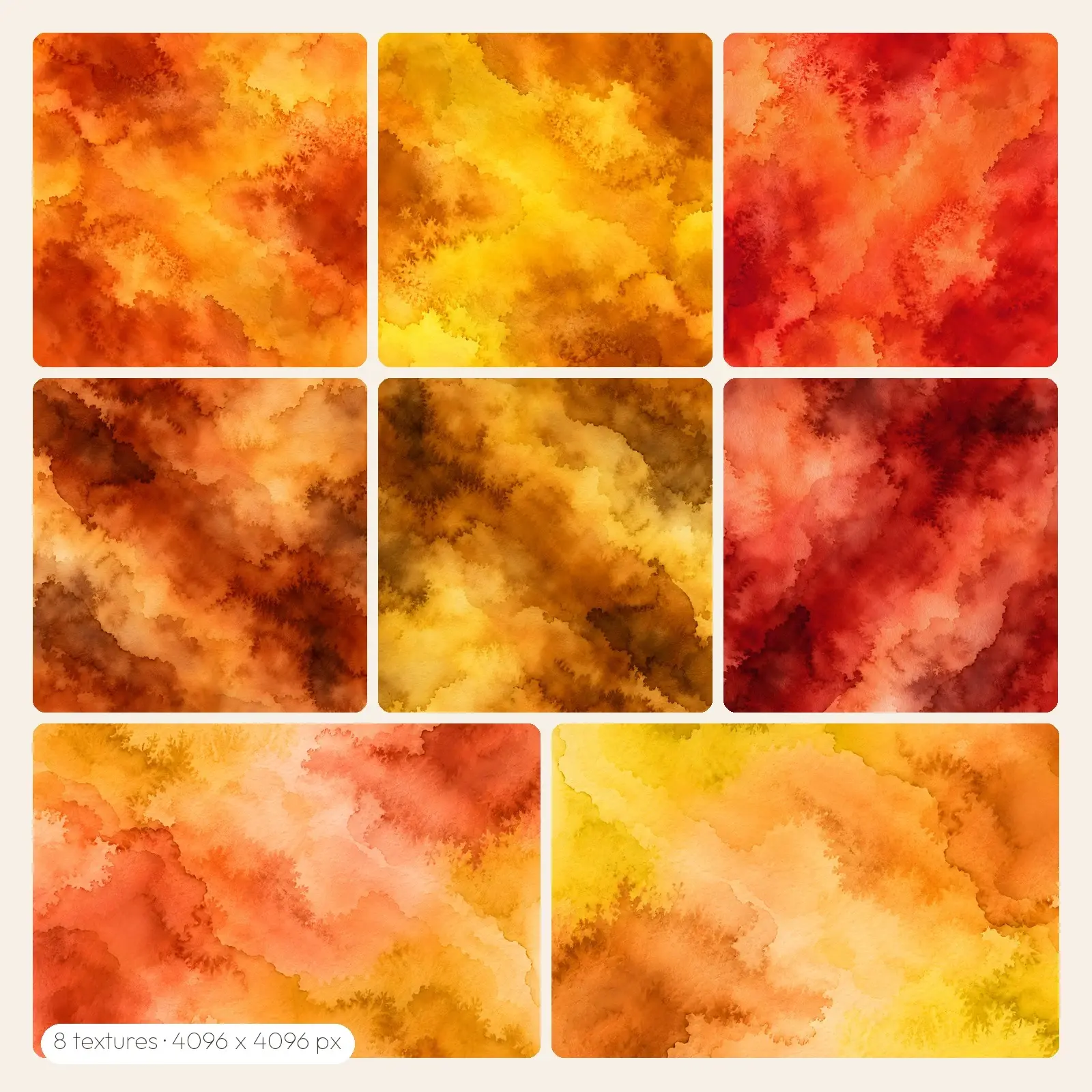 Harvest Spice Watercolor Washes – 8 High-Res Watercolor Backgrounds, JPG PNG preview