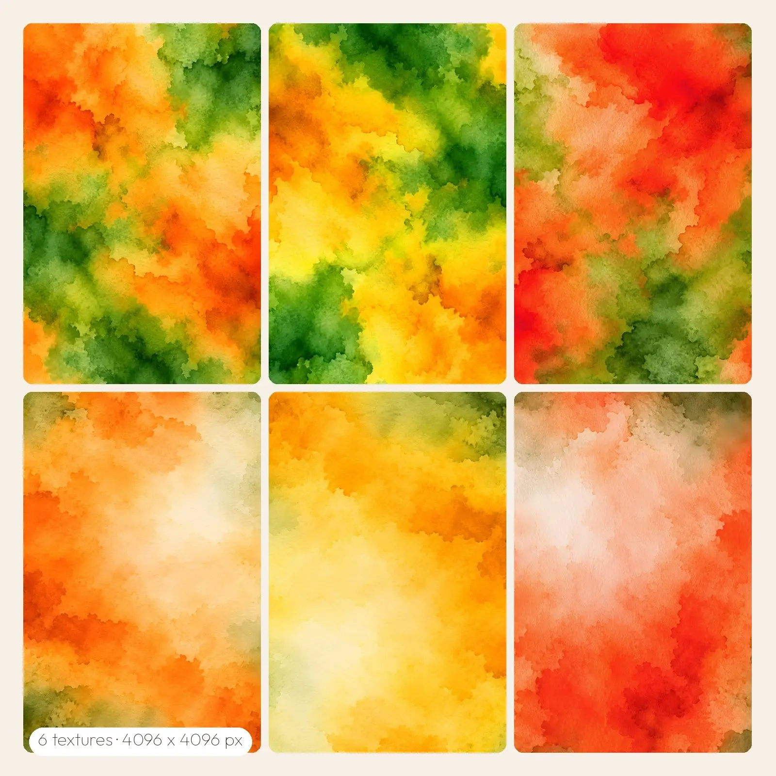 Pumpkin Patch Watercolor Washes – 6 High-Res Watercolor Backgrounds, JPG PNG preview