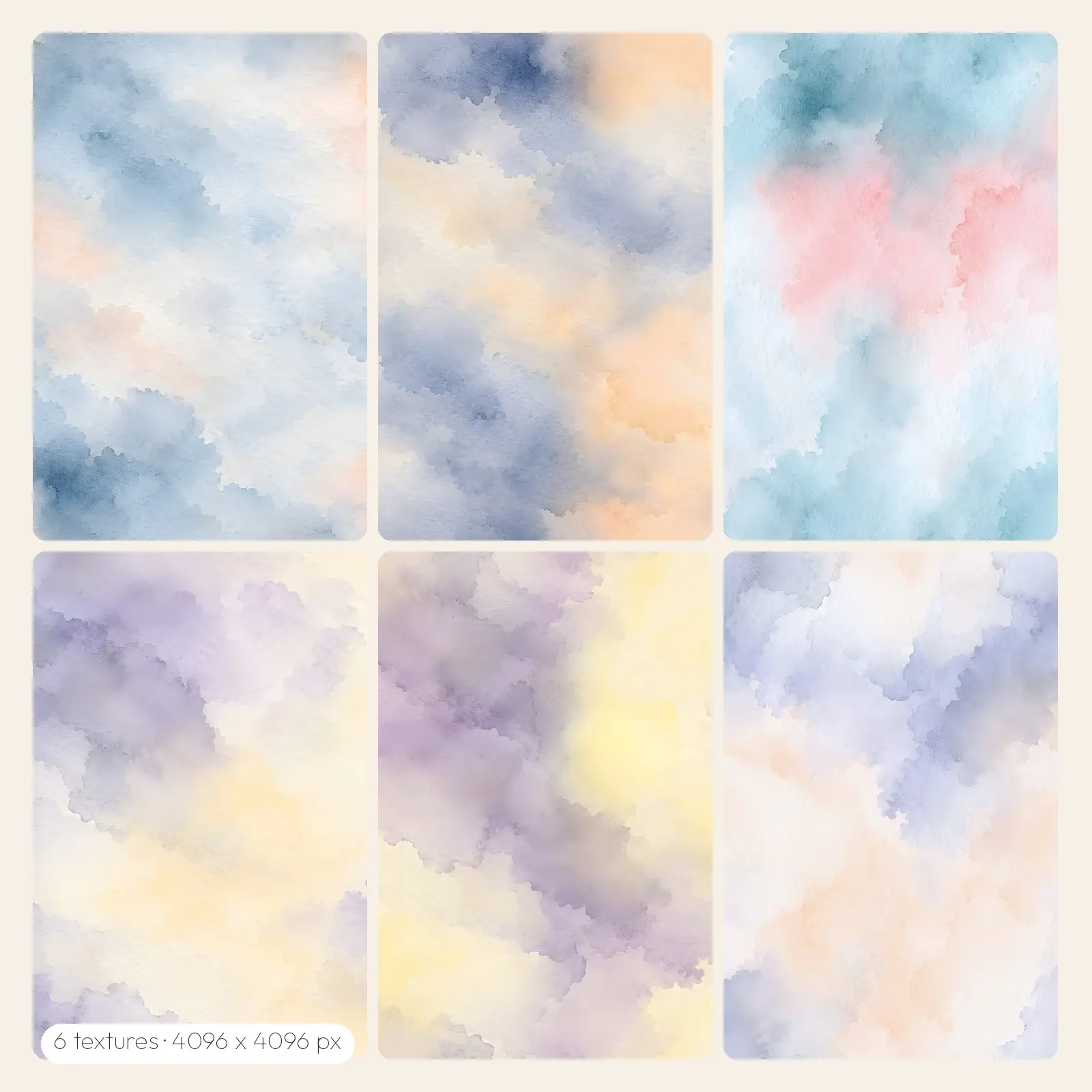 Foggy Morning Watercolor Washes – 6 High-Res Watercolor Backgrounds, JPG PNG preview