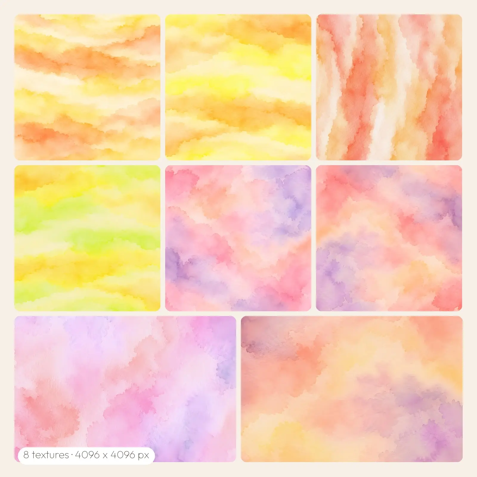 Candy Corn Pastel Watercolor Washes – 8 High-Res Watercolor Backgrounds, JPG PNG preview