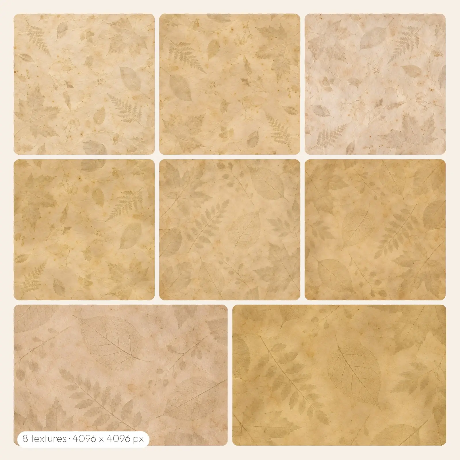 Pressed Leaf Parchment Textures – 8 High-Res Paper Textures, JPG PNG preview