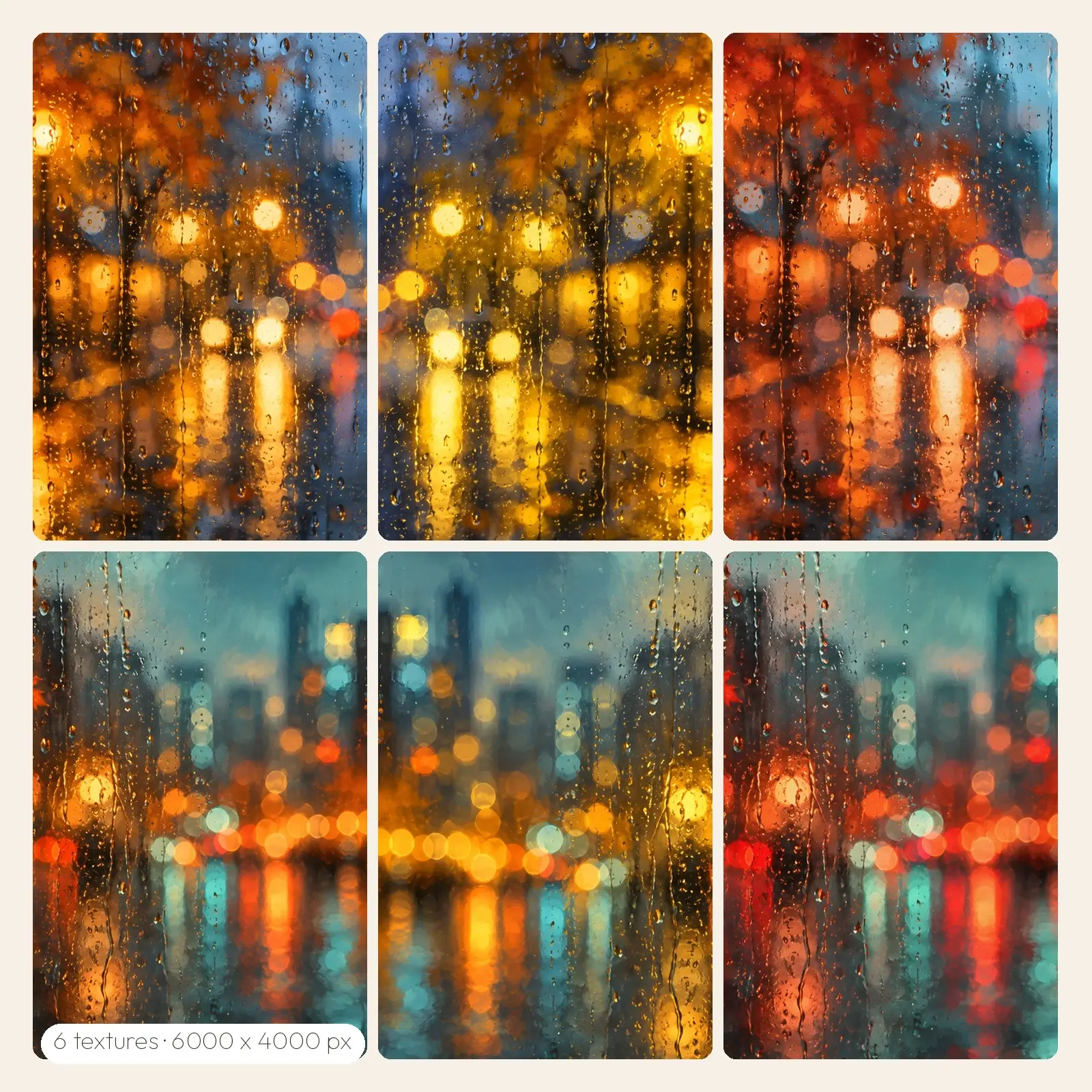 Rainy Window Bokeh Backgrounds – 6 High-Res Bokeh Backgrounds, JPG PNG preview