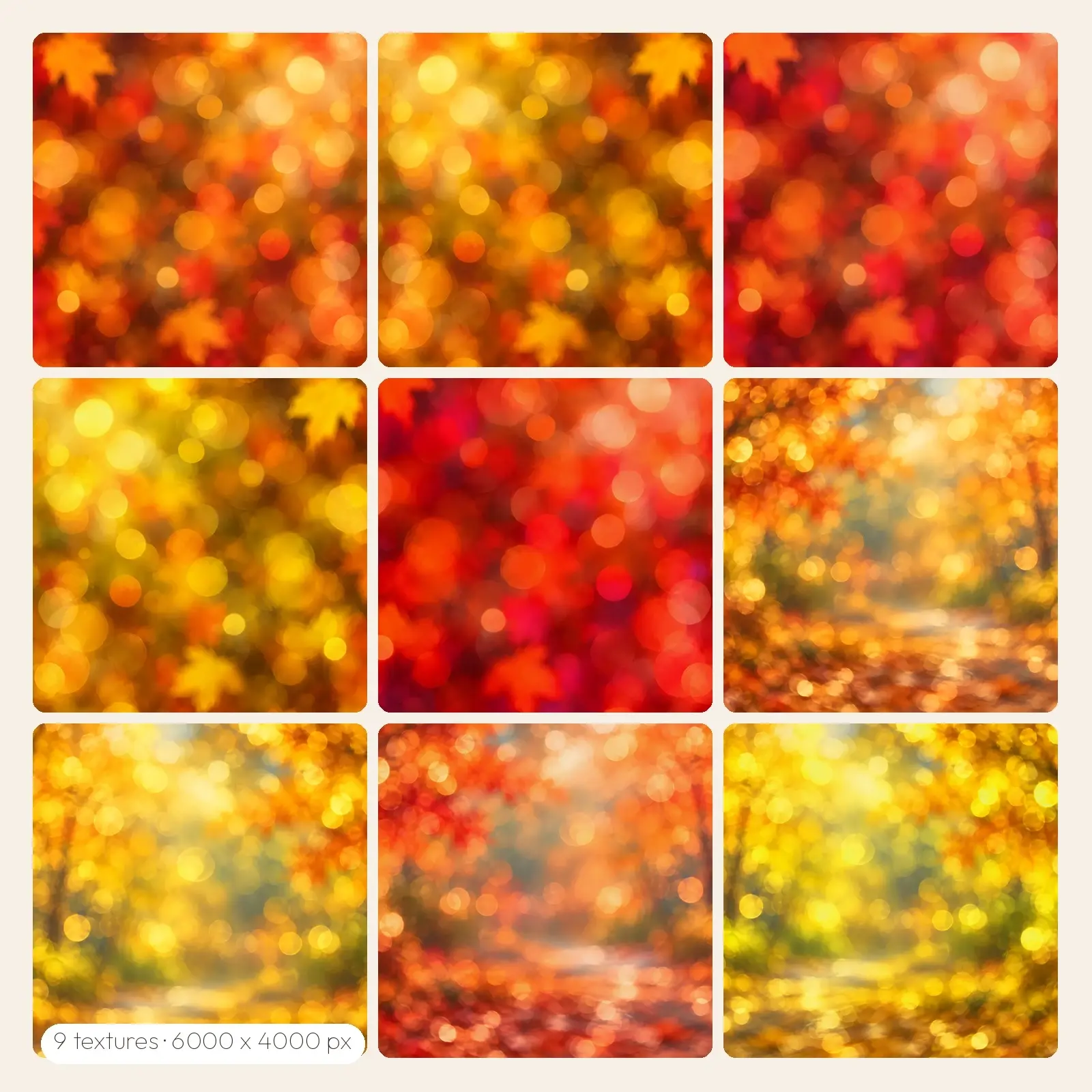 Painted Leaf Bokeh Dreamscapes – 9 High-Res Bokeh Backgrounds, JPG PNG TIFF preview