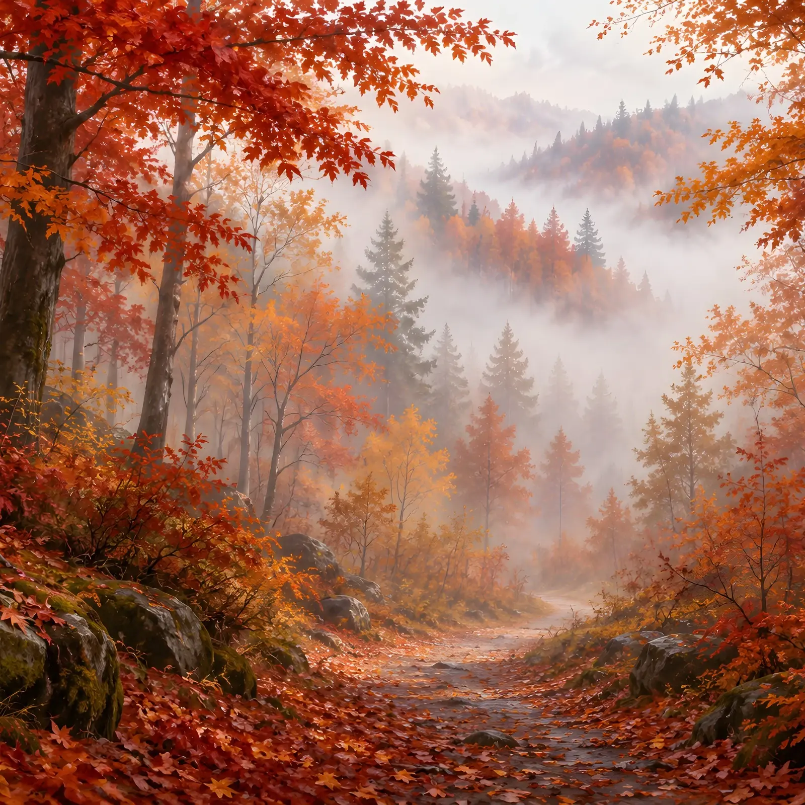 Misty Autumn Forest Backgrounds – 8 High-Res Forest Backgrounds, JPG PNG TIFF preview