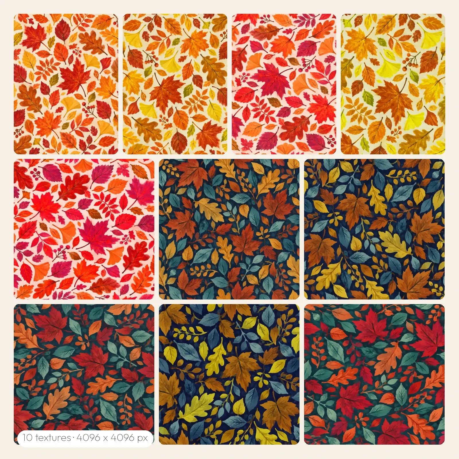 Painted Leaf Confetti Textures – 10 High-Res Leaf Textures, JPG PNG preview