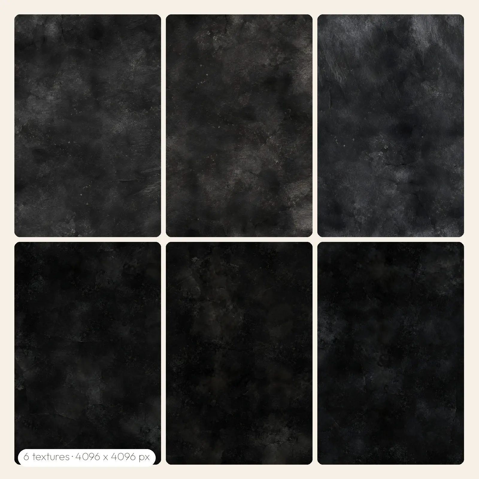 Seamless Smudged Charcoal Paper Tiles – 6 High-Res Grunge Textures, JPG PNG preview