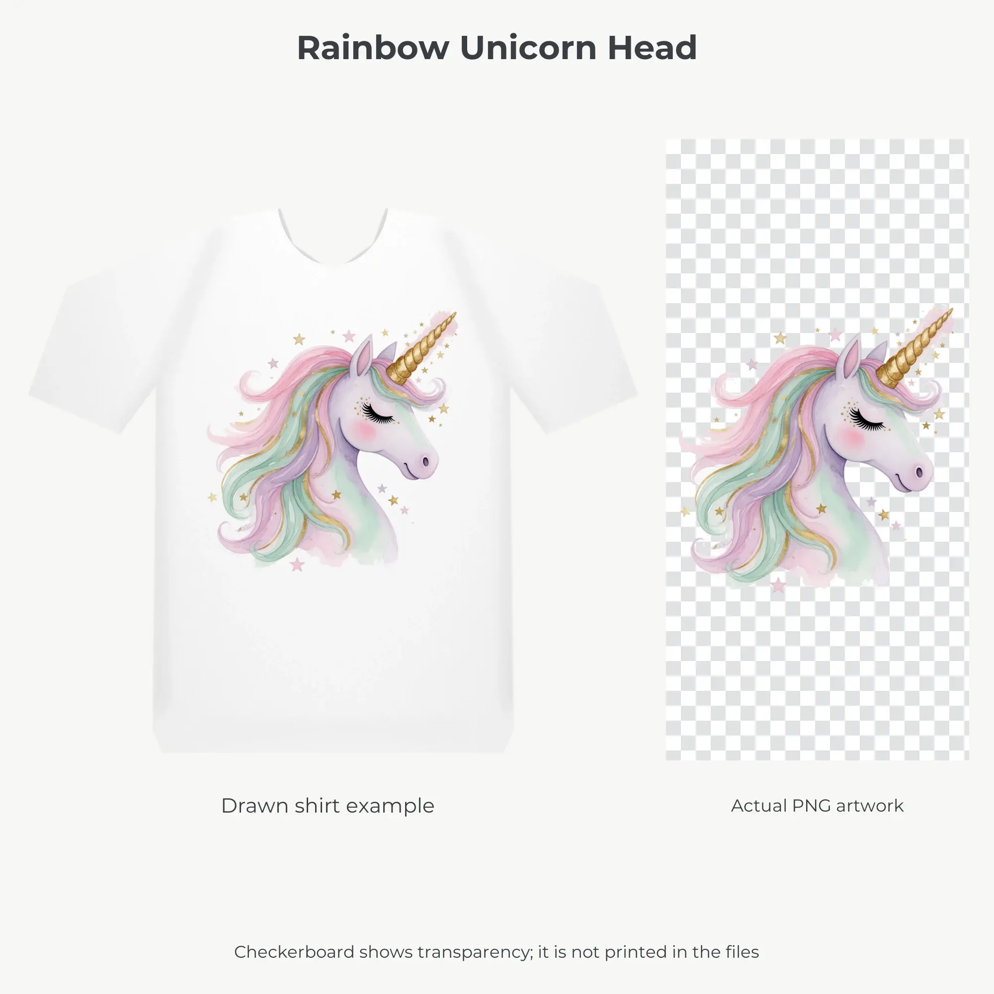 Rainbow Unicorn Head Sublimation Transfer PNG, 4500x5400, preview 2 of 2