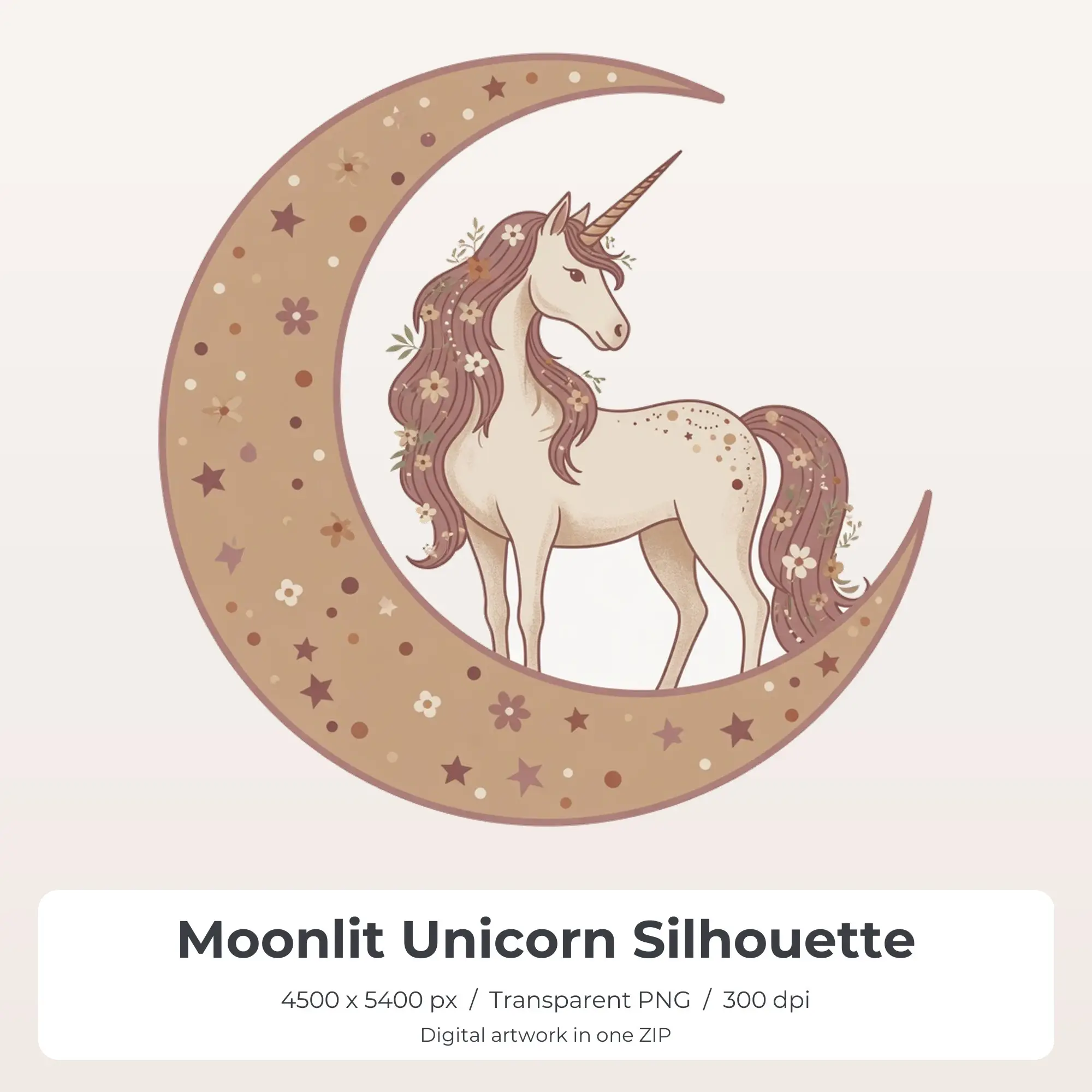 Moonlit Unicorn Silhouette Sublimation PNG, T-Shirt Transfer Design preview