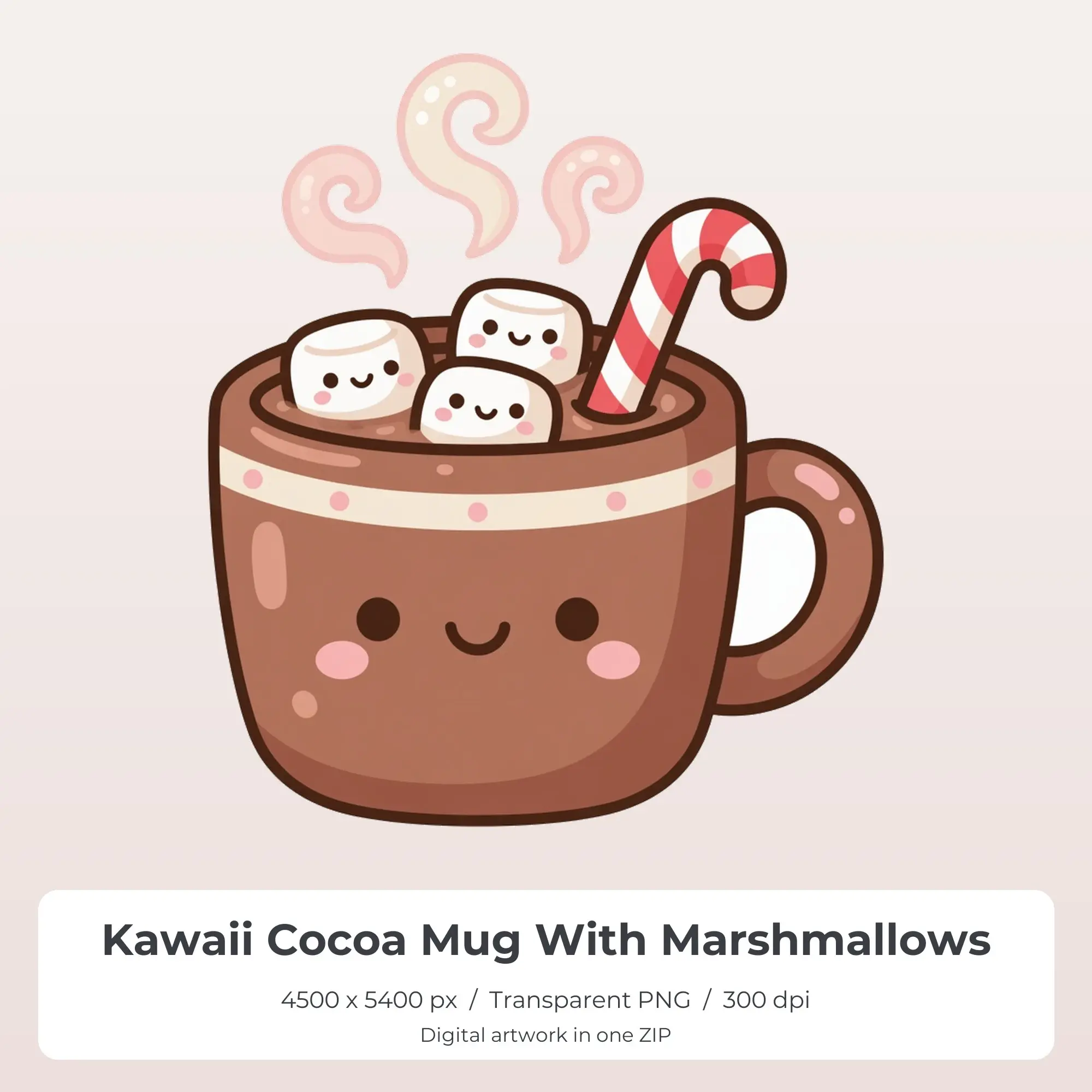 Kawaii Cocoa Mug With Marshmallows Sublimation Design PNG for Shirts preview