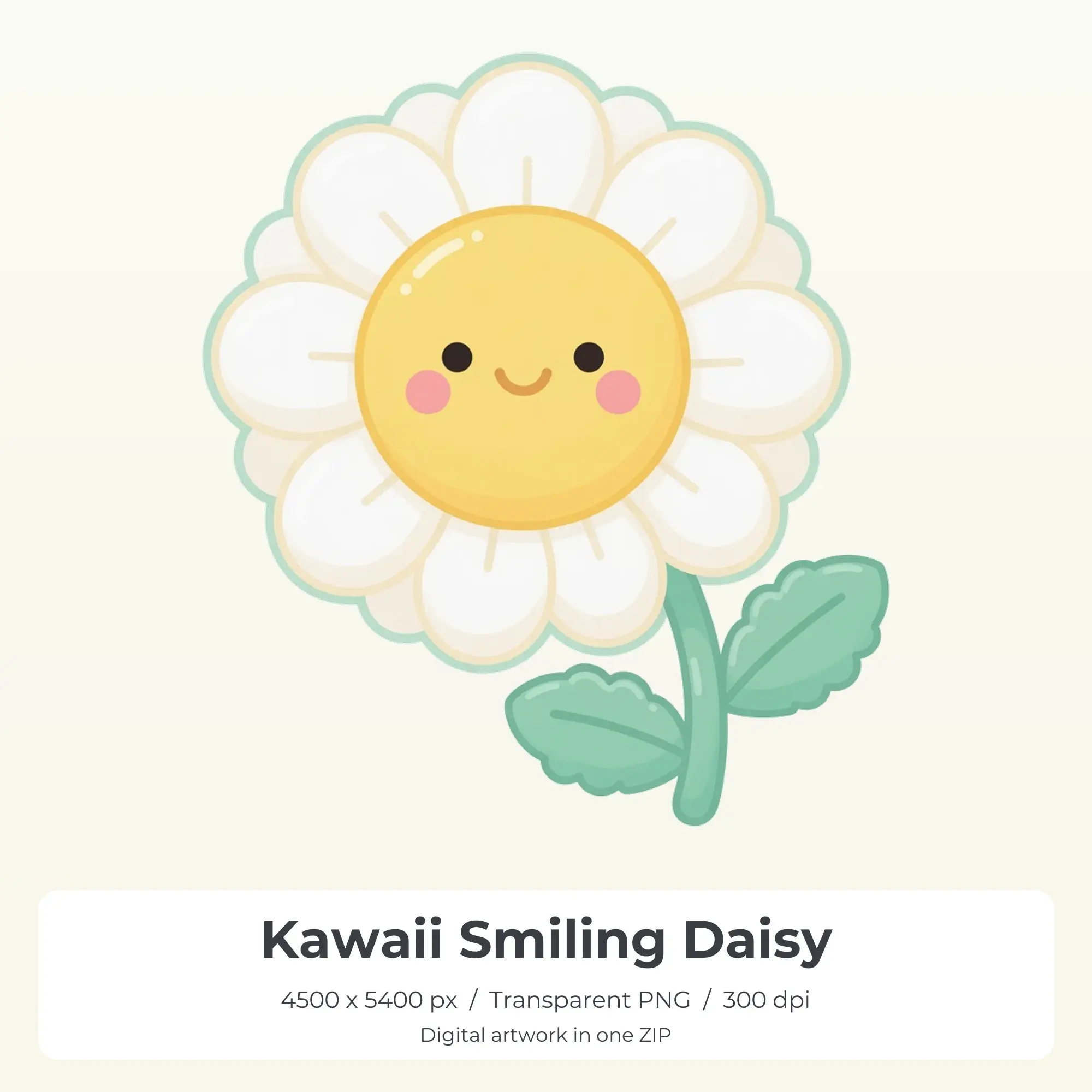 Kawaii Smiling Daisy Sublimation Design PNG for Shirts preview