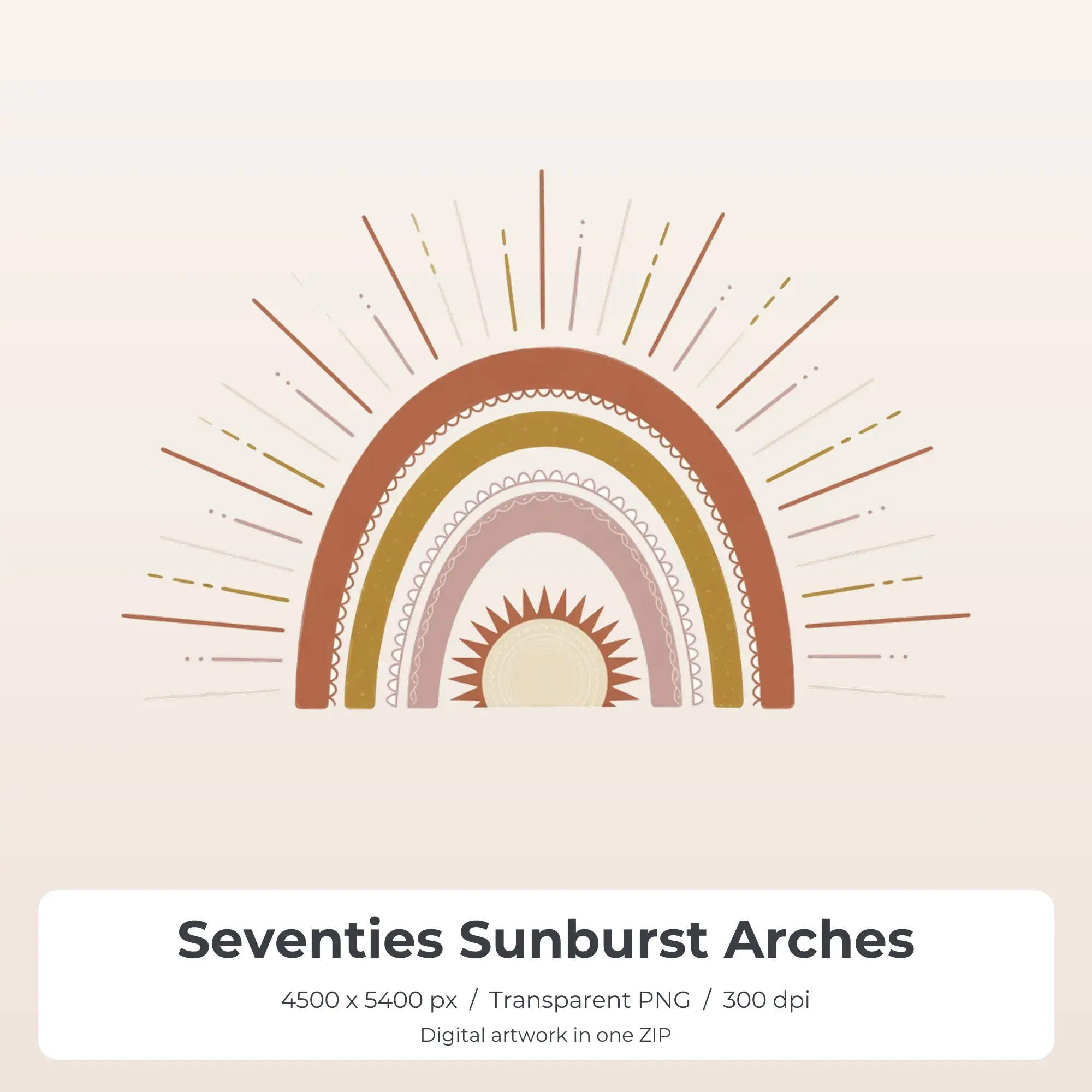 Seventies Sunburst Arches PNG - Shirt Sublimation Design preview