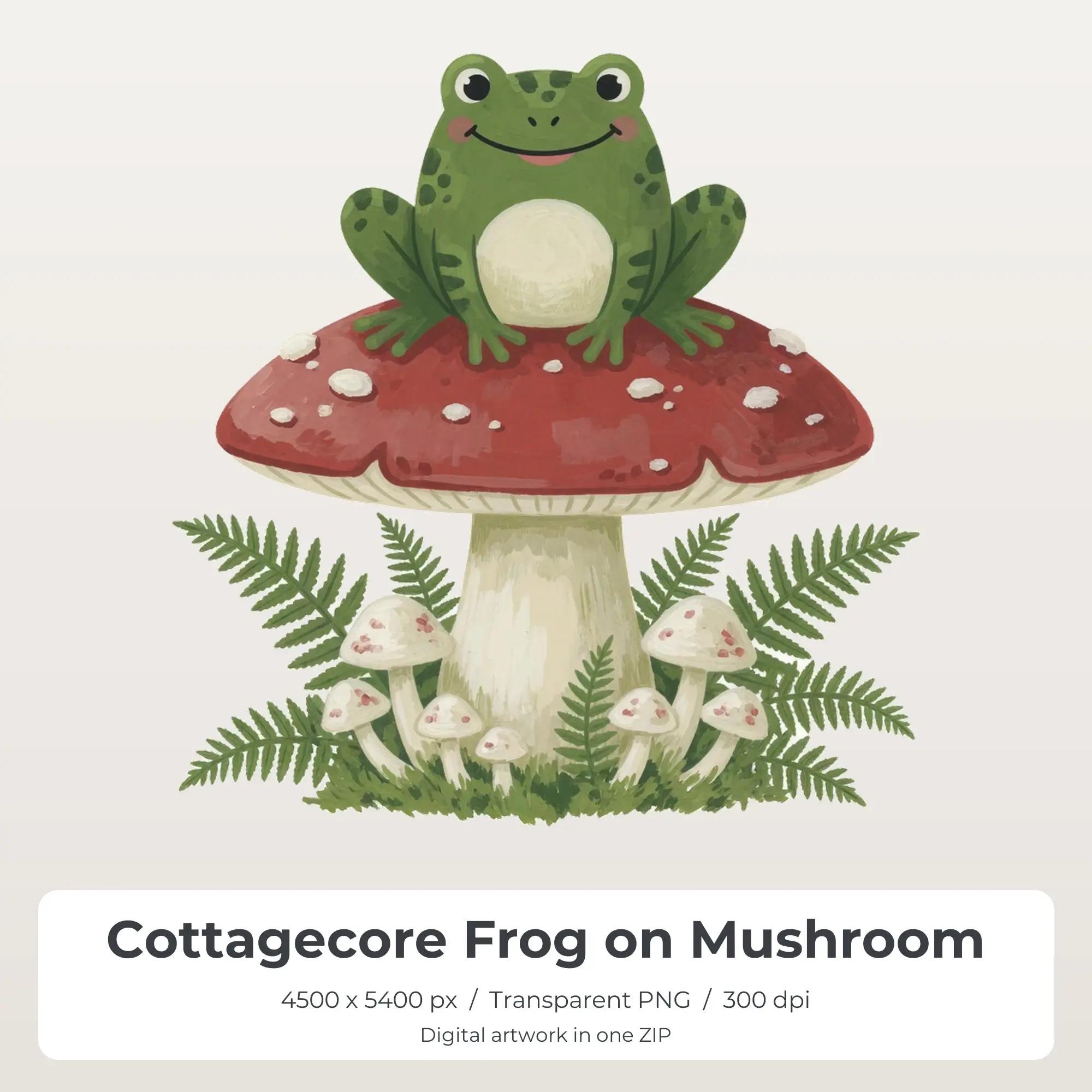 Cottagecore Frog on Mushroom PNG - Shirt Sublimation Design preview
