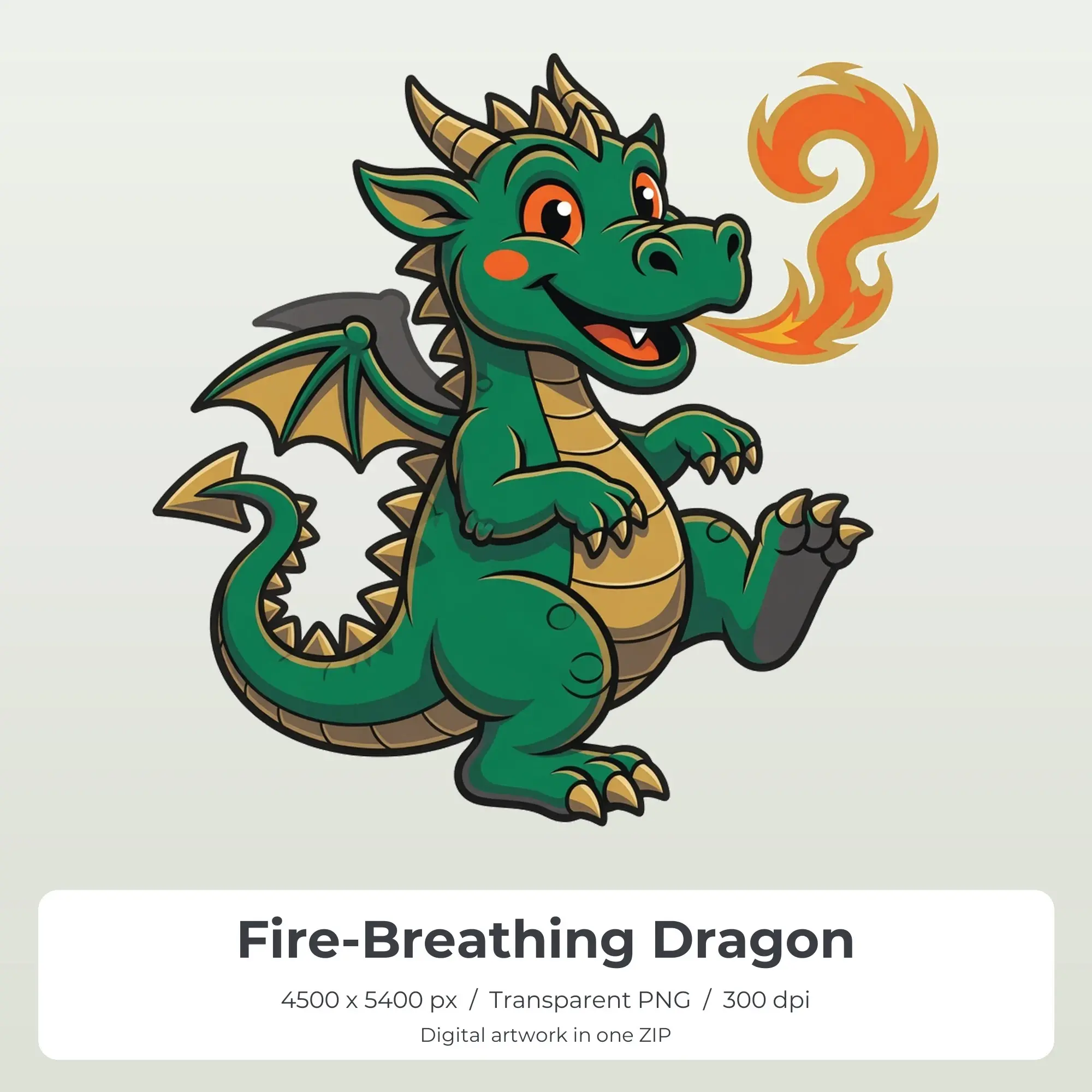 Fire-Breathing Dragon Sublimation Transfer PNG, 4500x5400 preview