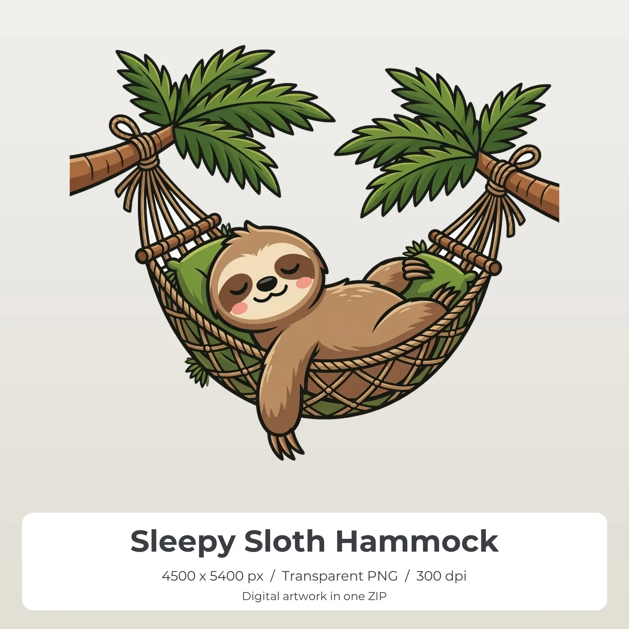 Sleepy Sloth Hammock PNG - Shirt Sublimation Design preview