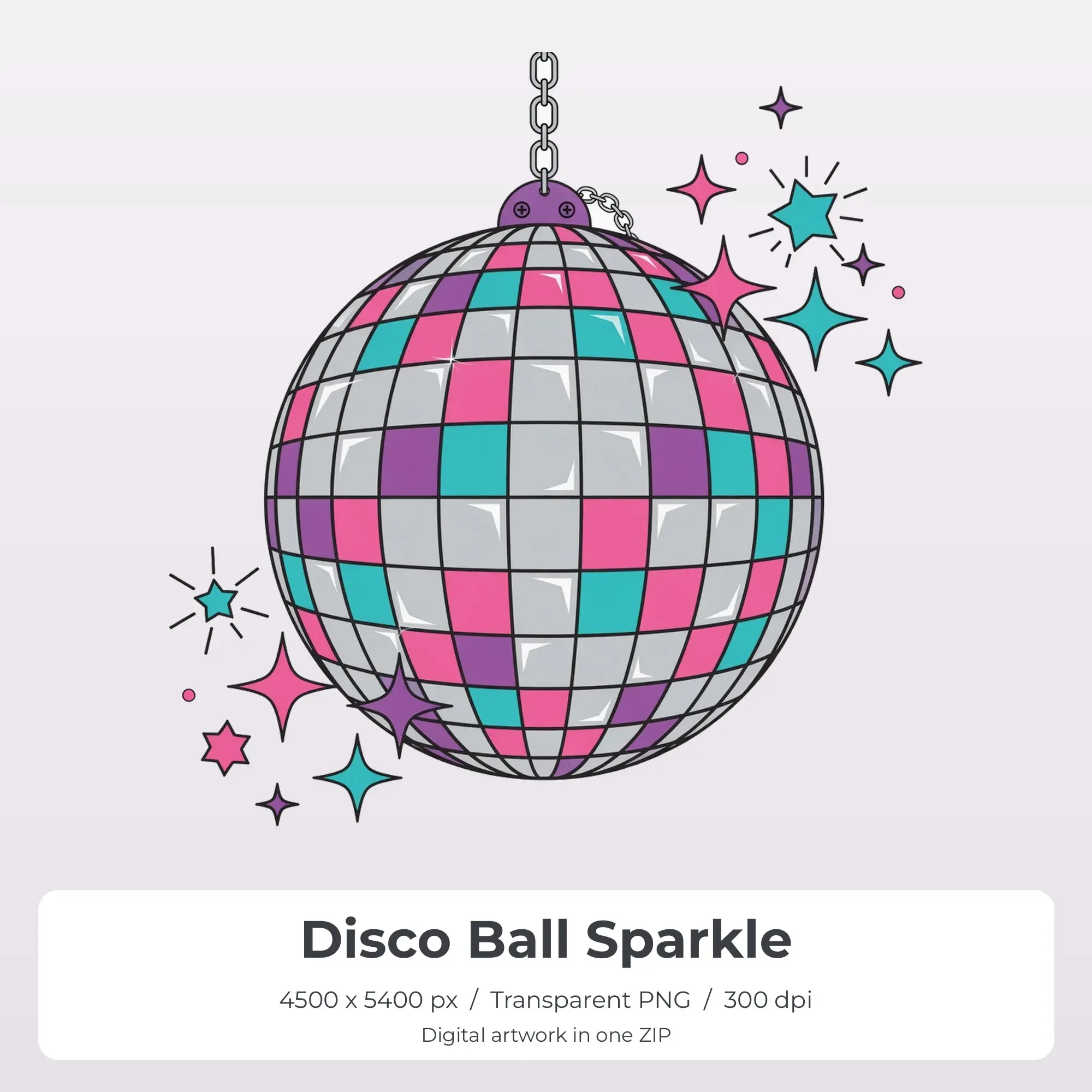 Disco Ball Sparkle Sublimation PNG, T-Shirt Transfer Design preview