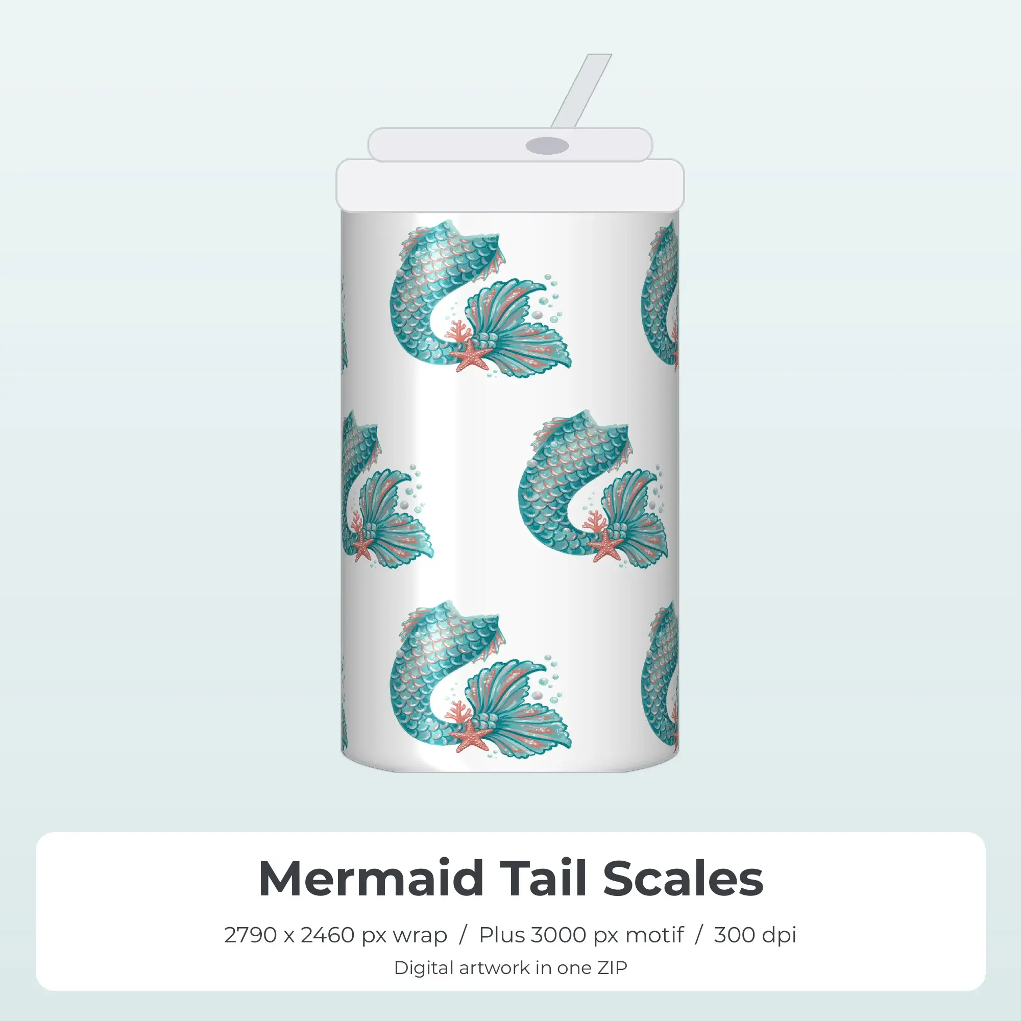 Mermaid Tail Scales Sublimation Tumbler Wrap PNG preview