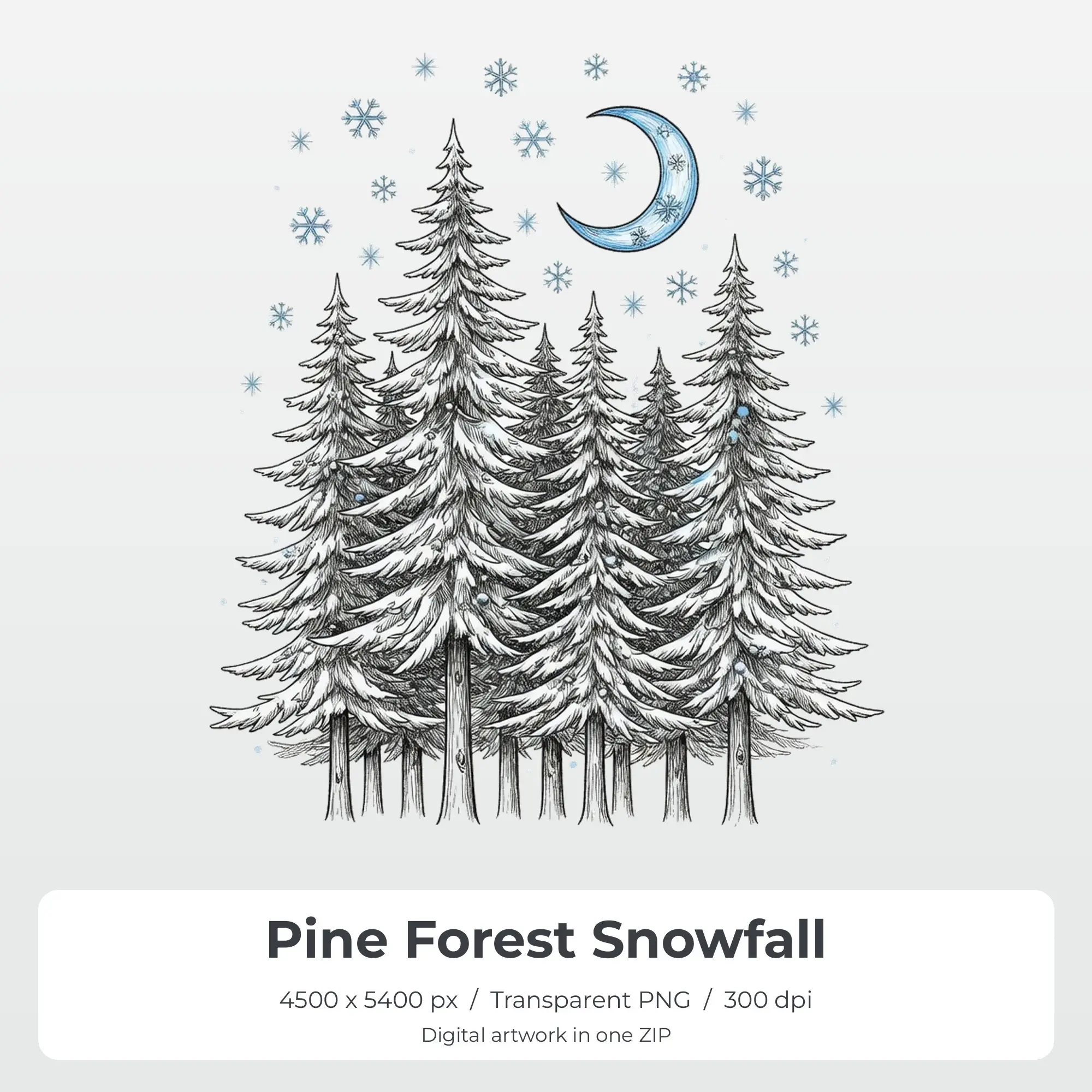 Pine Forest Snowfall PNG - Shirt Sublimation Design preview
