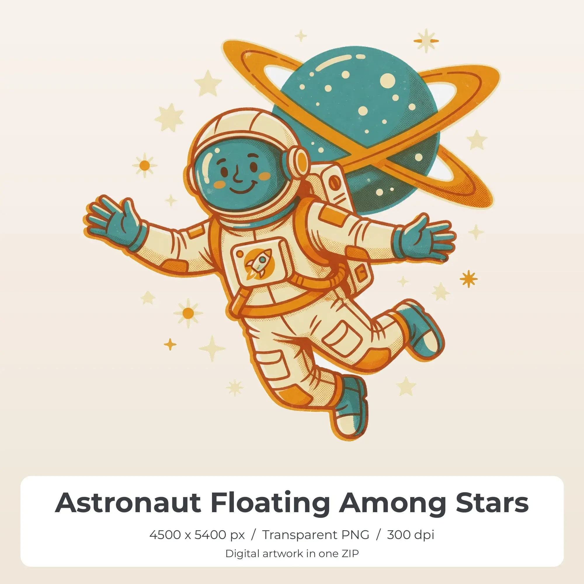 Astronaut Floating Among Stars Sublimation Design PNG for Shirts preview