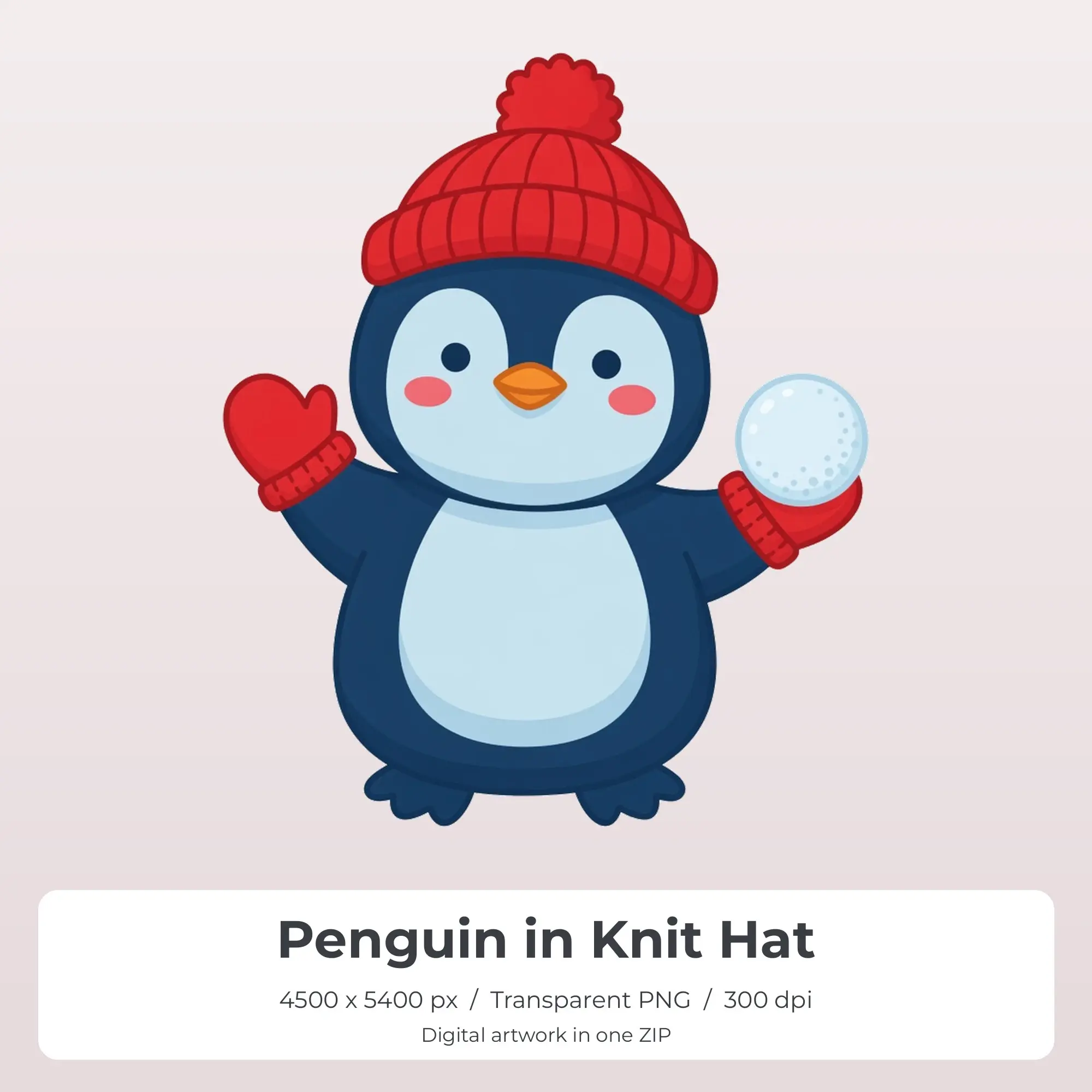 Penguin in Knit Hat T-Shirt Design PNG, Sublimation Ready preview