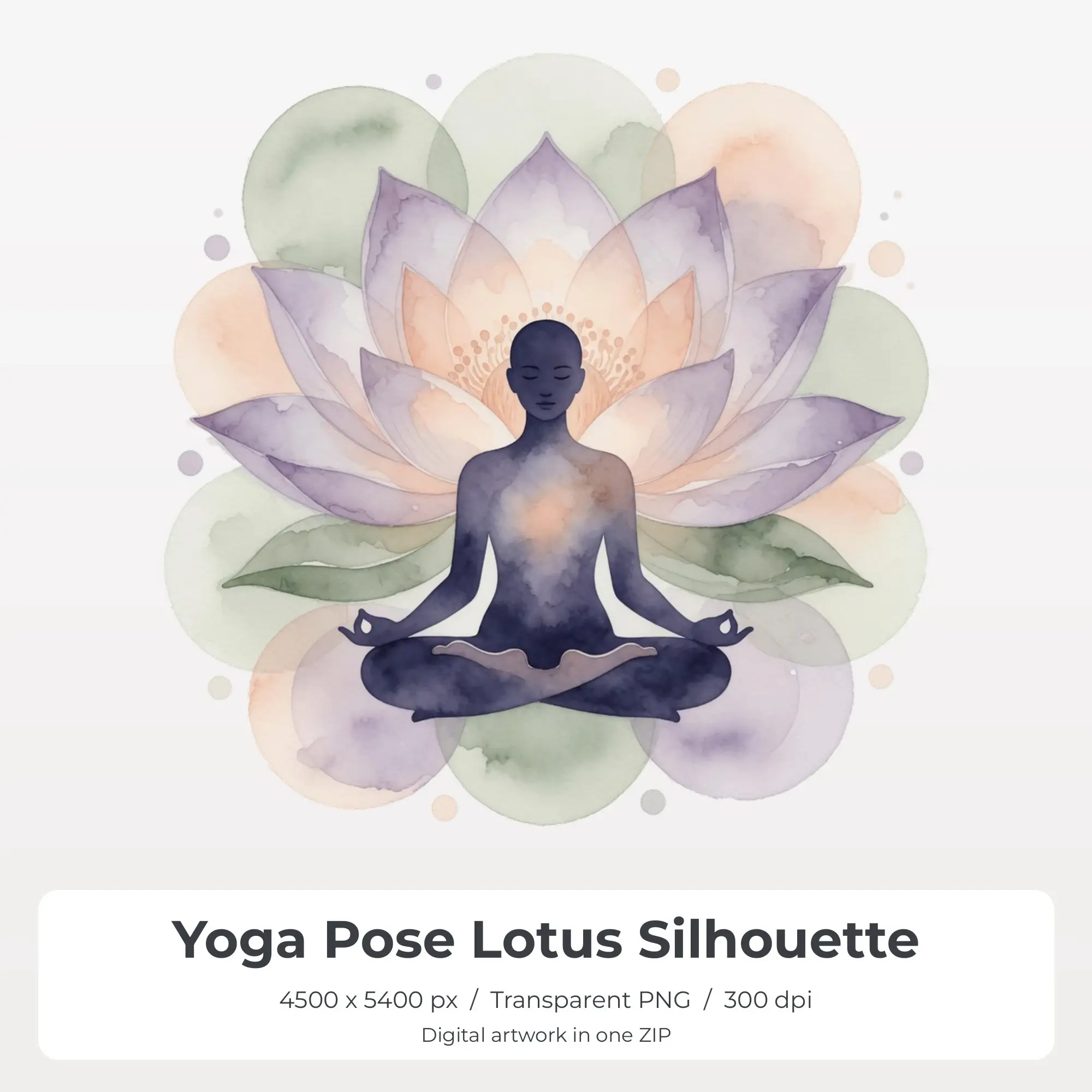 Yoga Pose Lotus Silhouette Sublimation Transfer PNG, 4500x5400 preview