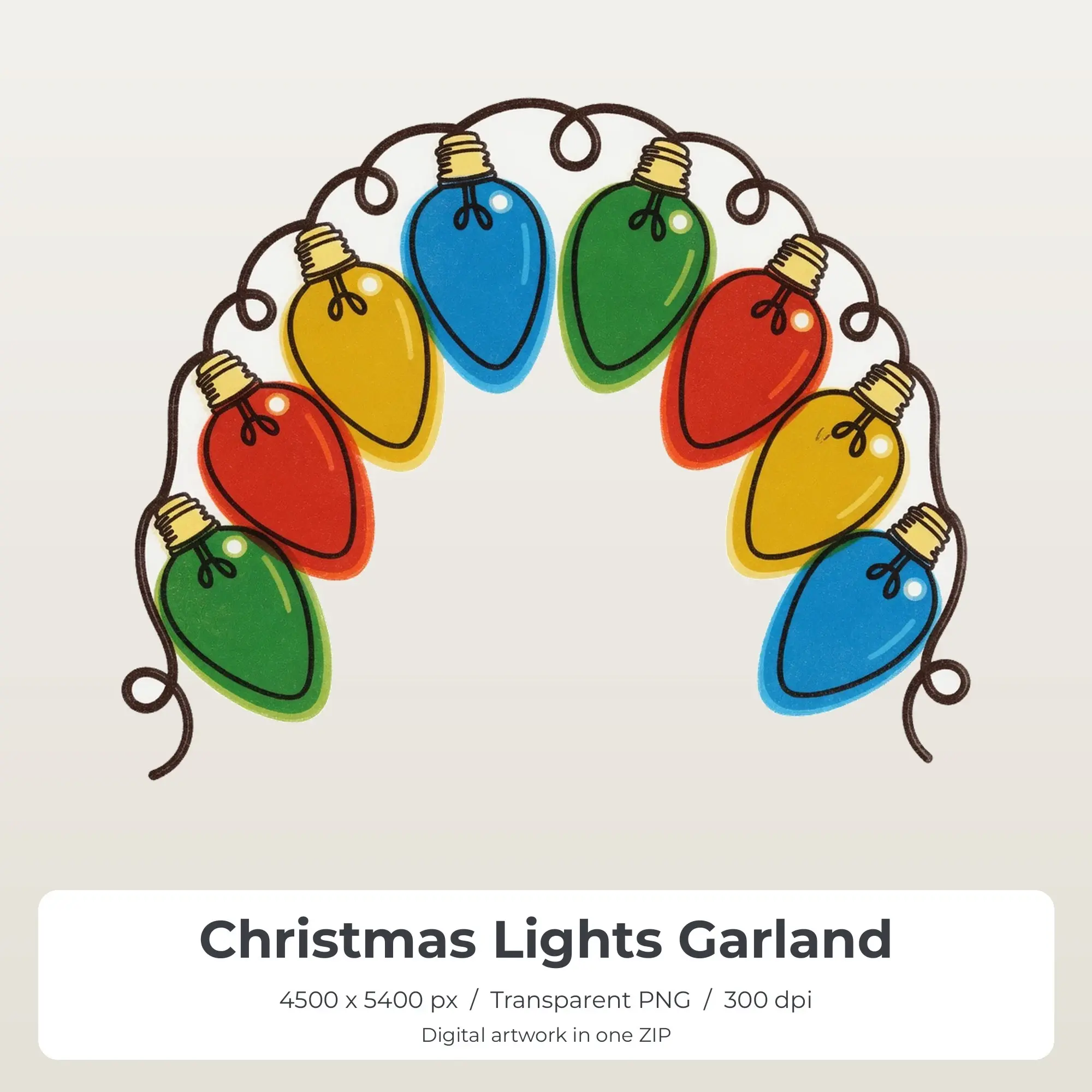 Christmas Lights Garland Sublimation Design PNG for Shirts preview