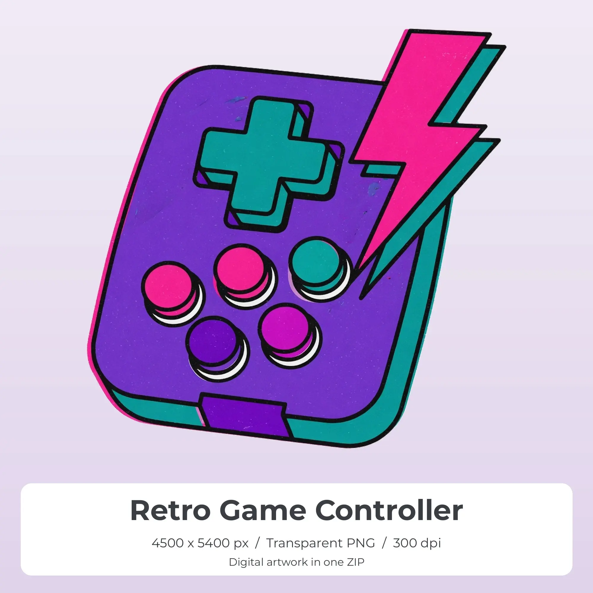 Retro Game Controller Sublimation Transfer PNG, 4500x5400 preview