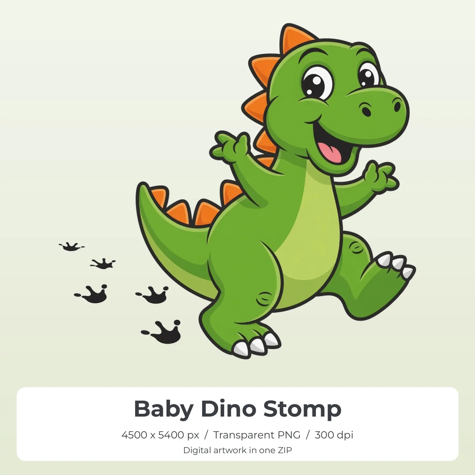 Baby Dino Stomp T-Shirt Design PNG, Sublimation Ready preview