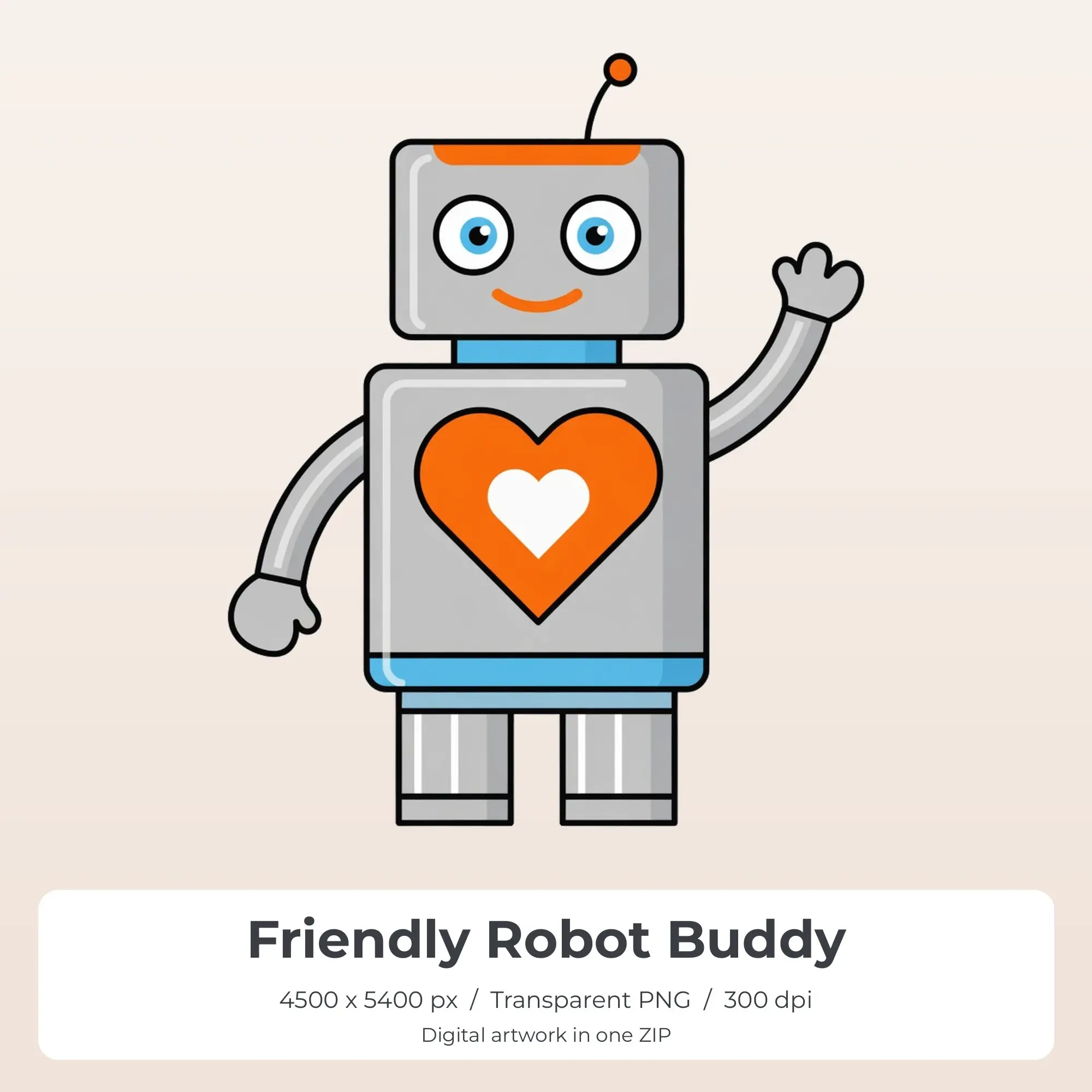 Friendly Robot Buddy Sublimation Design PNG for Shirts preview