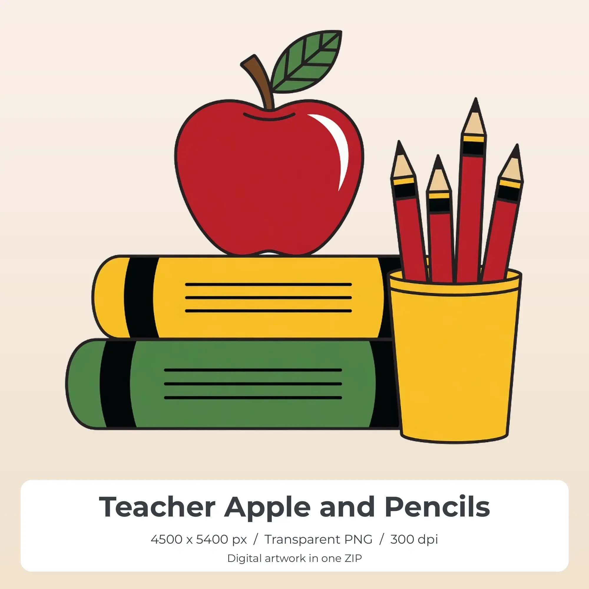 Teacher Apple and Pencils Sublimation Design PNG for Shirts preview