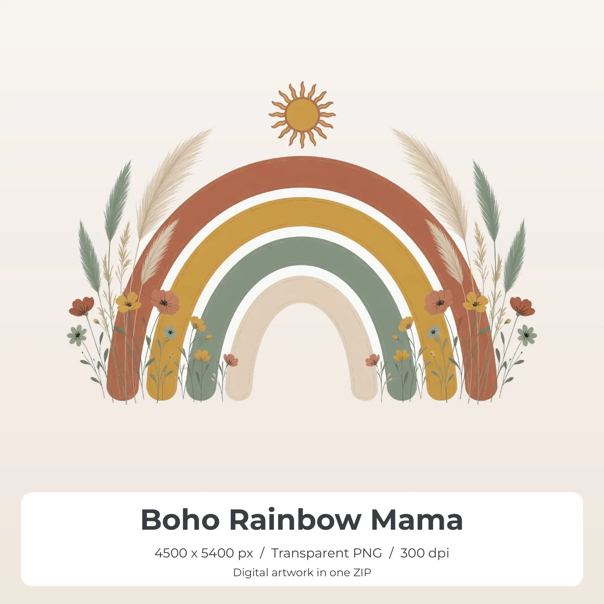 Boho Rainbow Mama PNG - Shirt Sublimation Design preview
