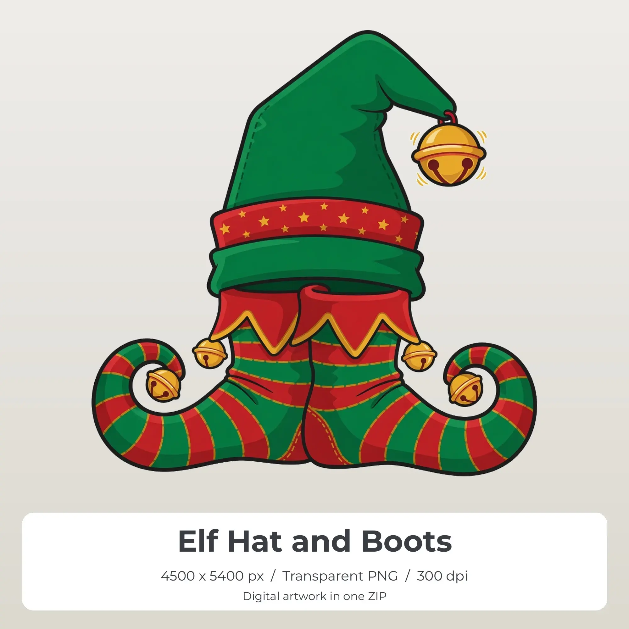 Elf Hat and Boots Sublimation Transfer PNG, 4500x5400 preview