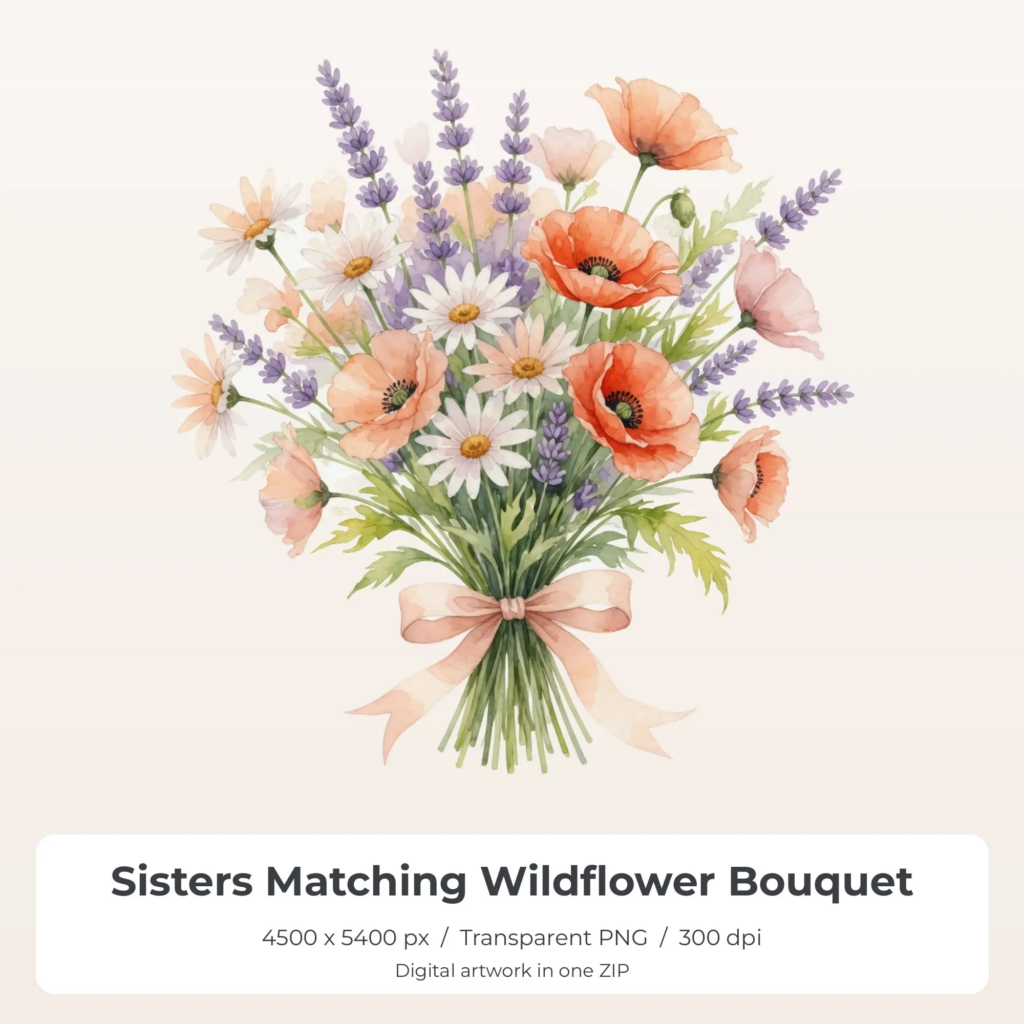 Sisters Matching Wildflower Bouquet Sublimation Design PNG for Shirts preview