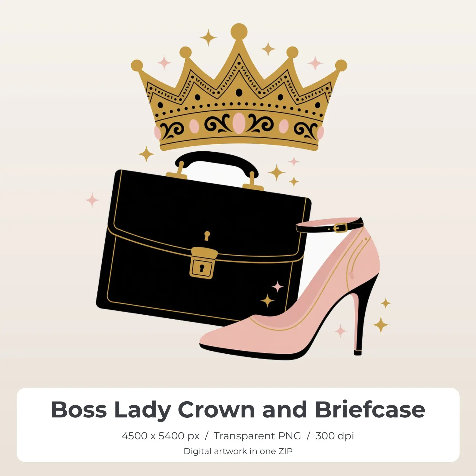 Boss Lady Crown and Briefcase T-Shirt Design PNG, Sublimation Ready preview