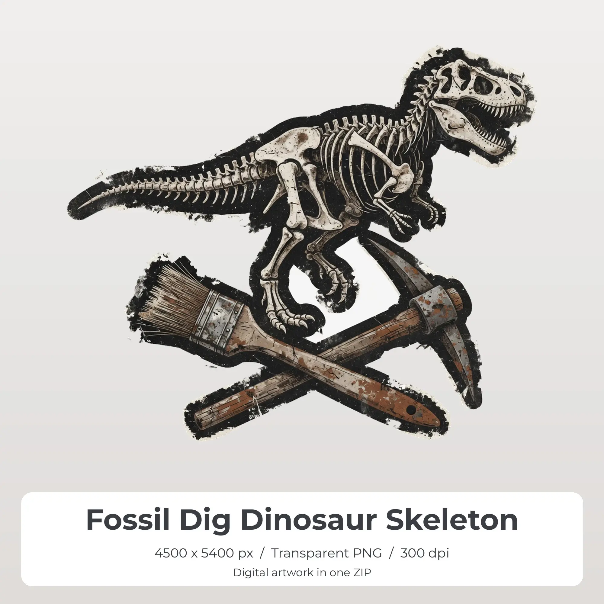 Fossil Dig Dinosaur Skeleton T-Shirt Design PNG, Sublimation Ready preview