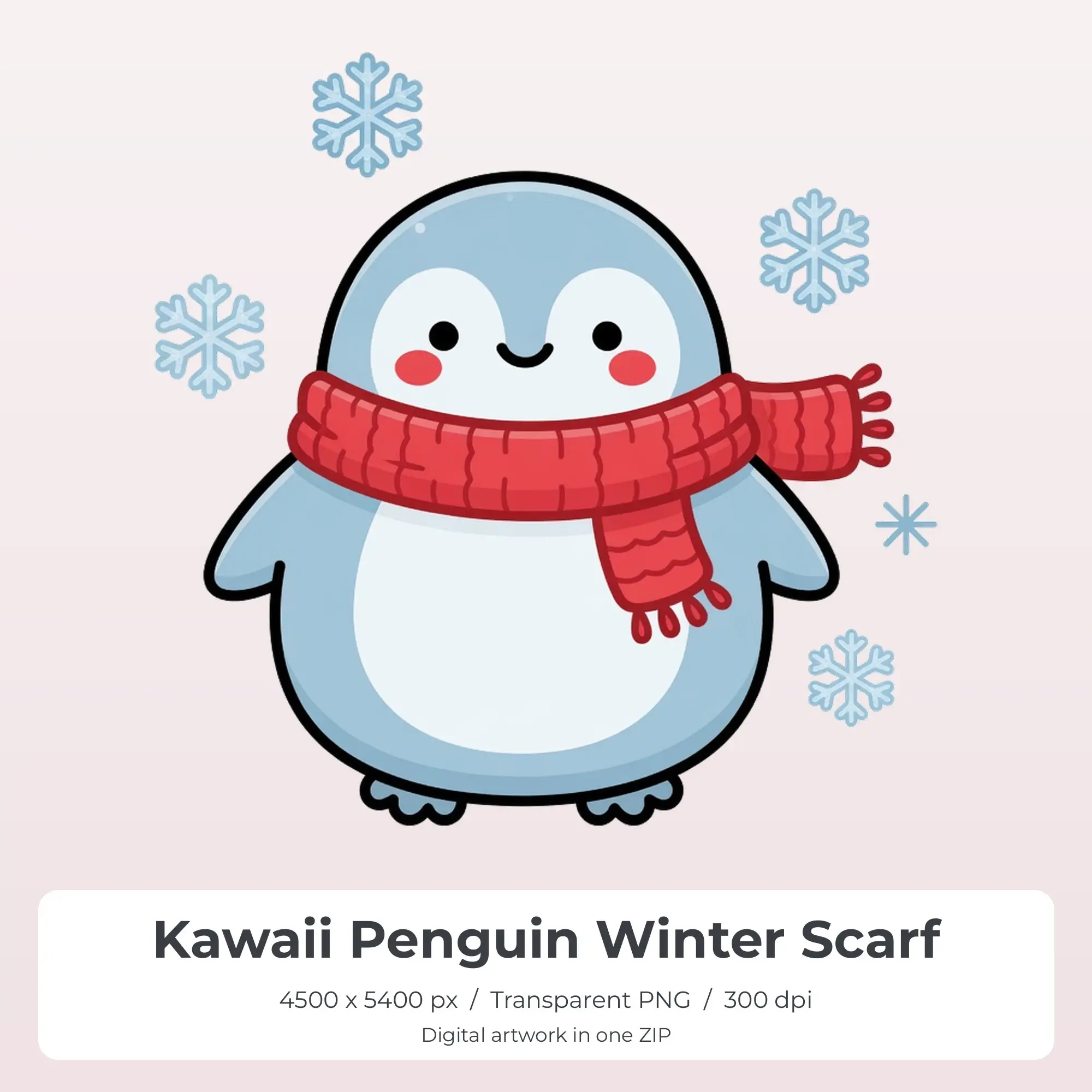 Kawaii Penguin Winter Scarf PNG - Shirt Sublimation Design preview