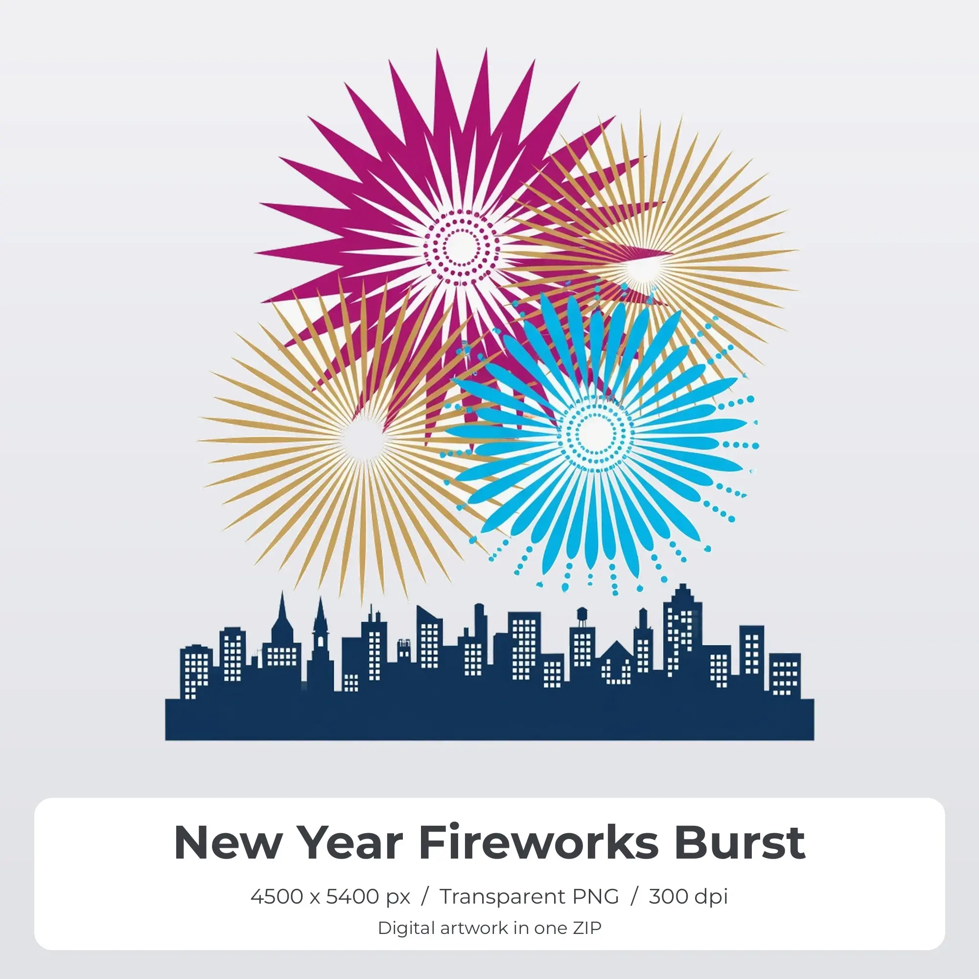 New Year Fireworks Burst PNG - Shirt Sublimation Design preview