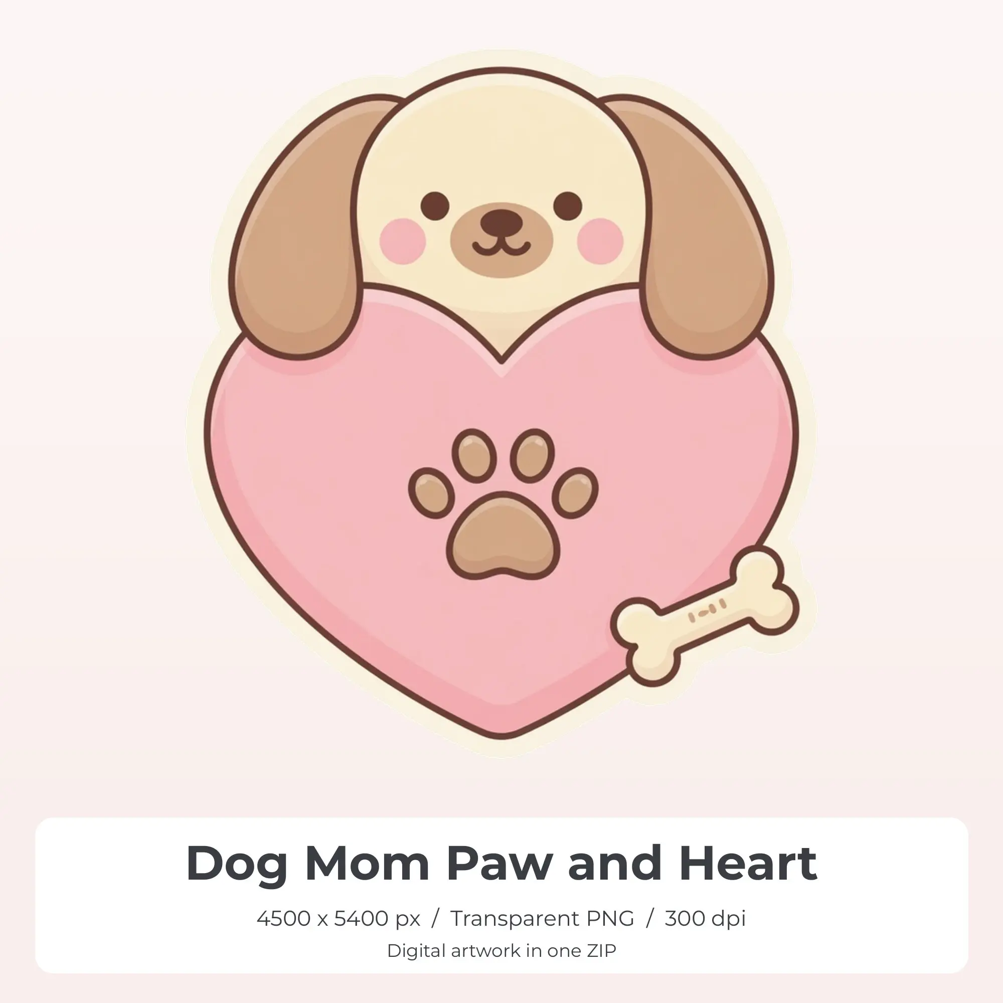 Dog Mom Paw and Heart T-Shirt Design PNG, Sublimation Ready preview