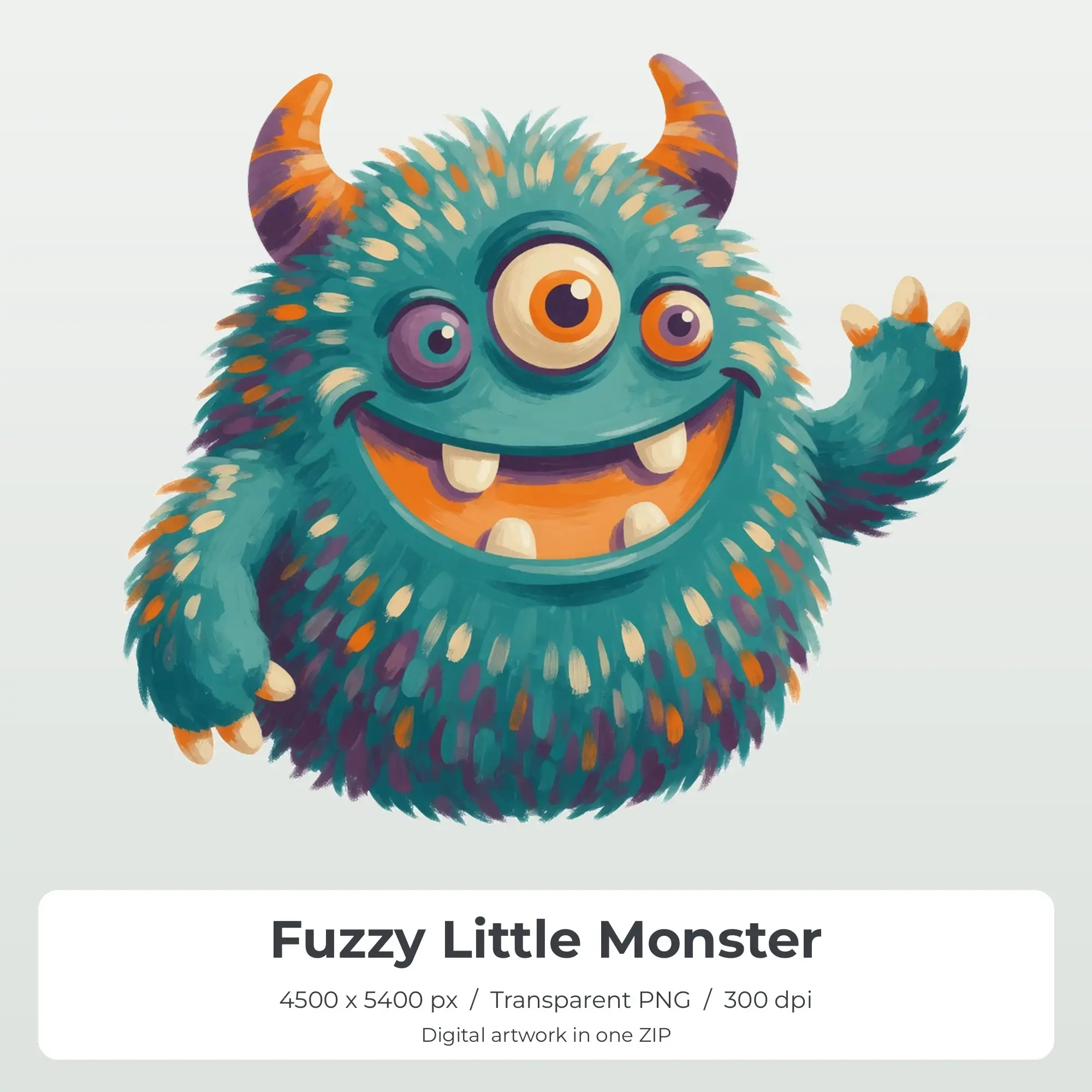 Fuzzy Little Monster Sublimation Design PNG for Shirts preview