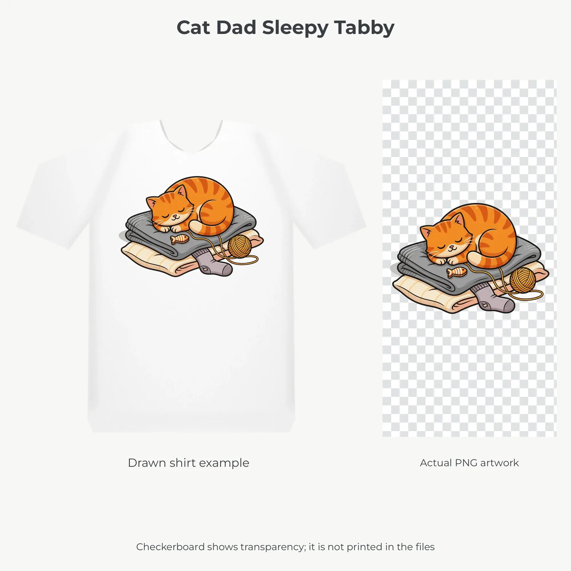 Cat Dad Sleepy Tabby PNG - Shirt Sublimation Design, preview 2 of 2