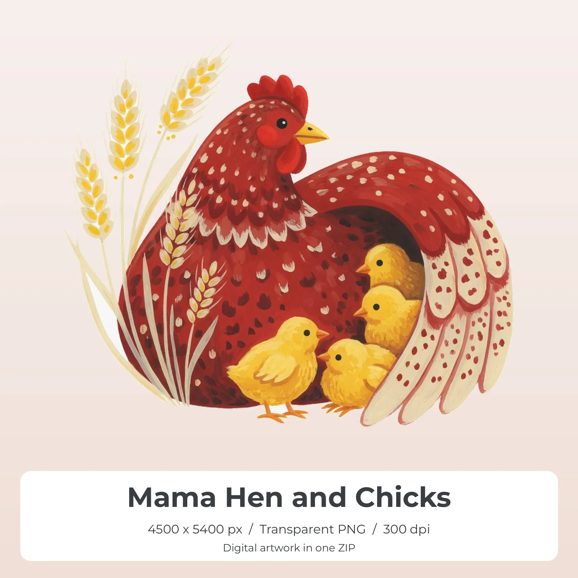 Mama Hen and Chicks Sublimation Design PNG for Shirts preview