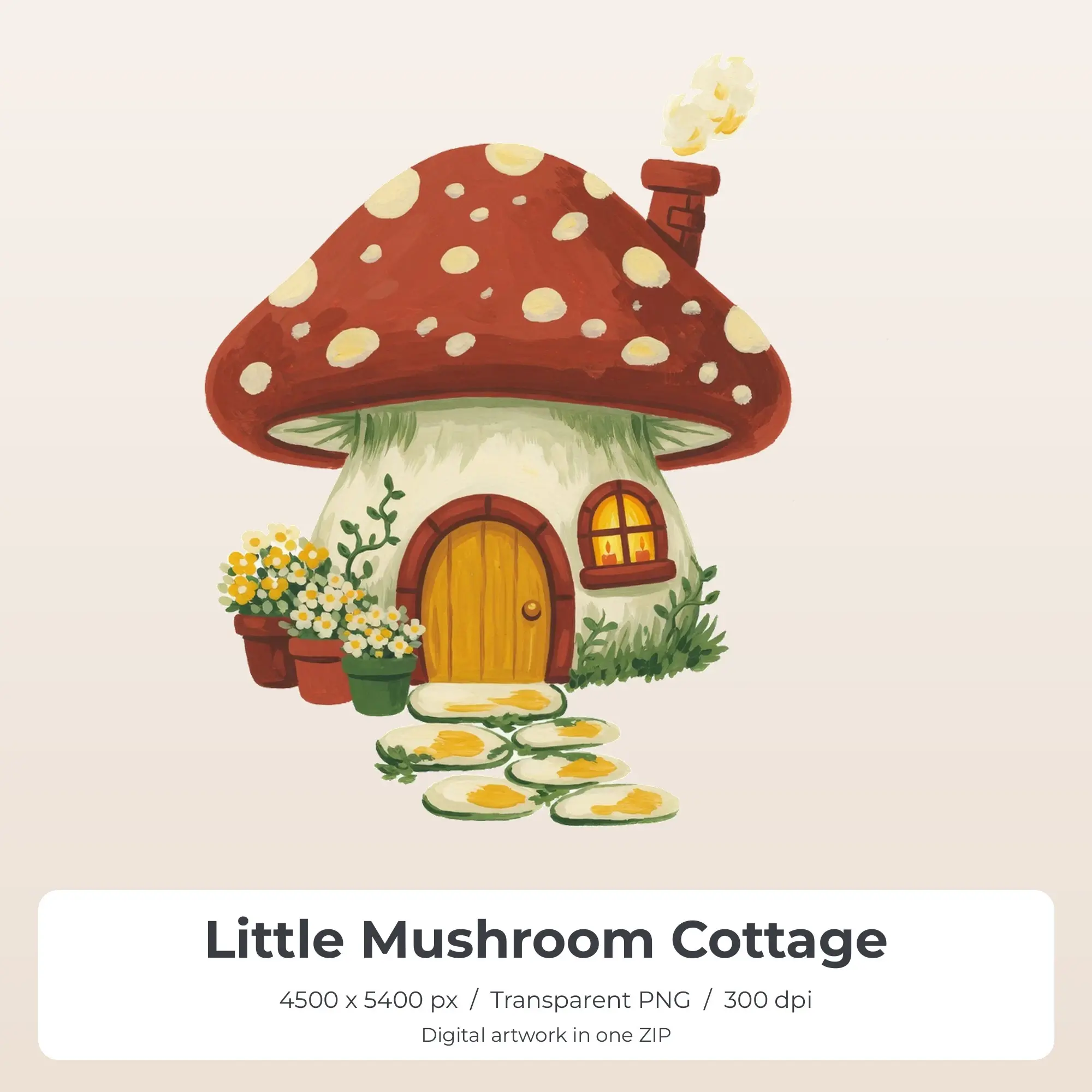 Little Mushroom Cottage Sublimation Design PNG for Shirts preview