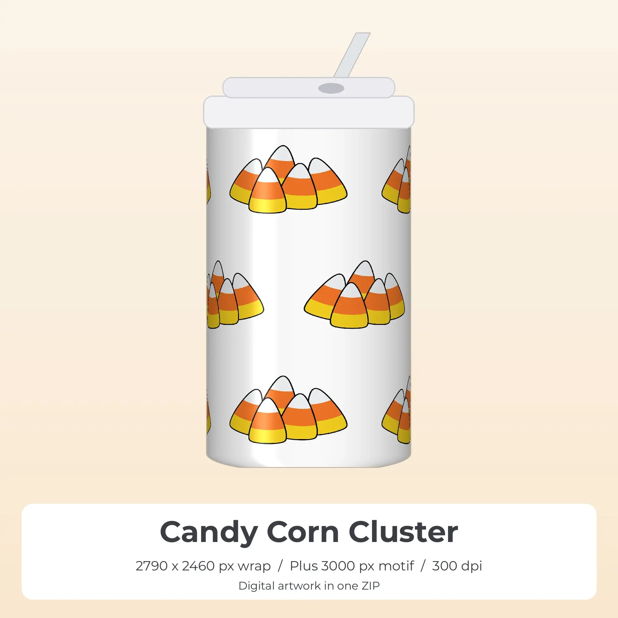 Candy Corn Cluster Tumbler PNG, Sublimation Wrap Design preview