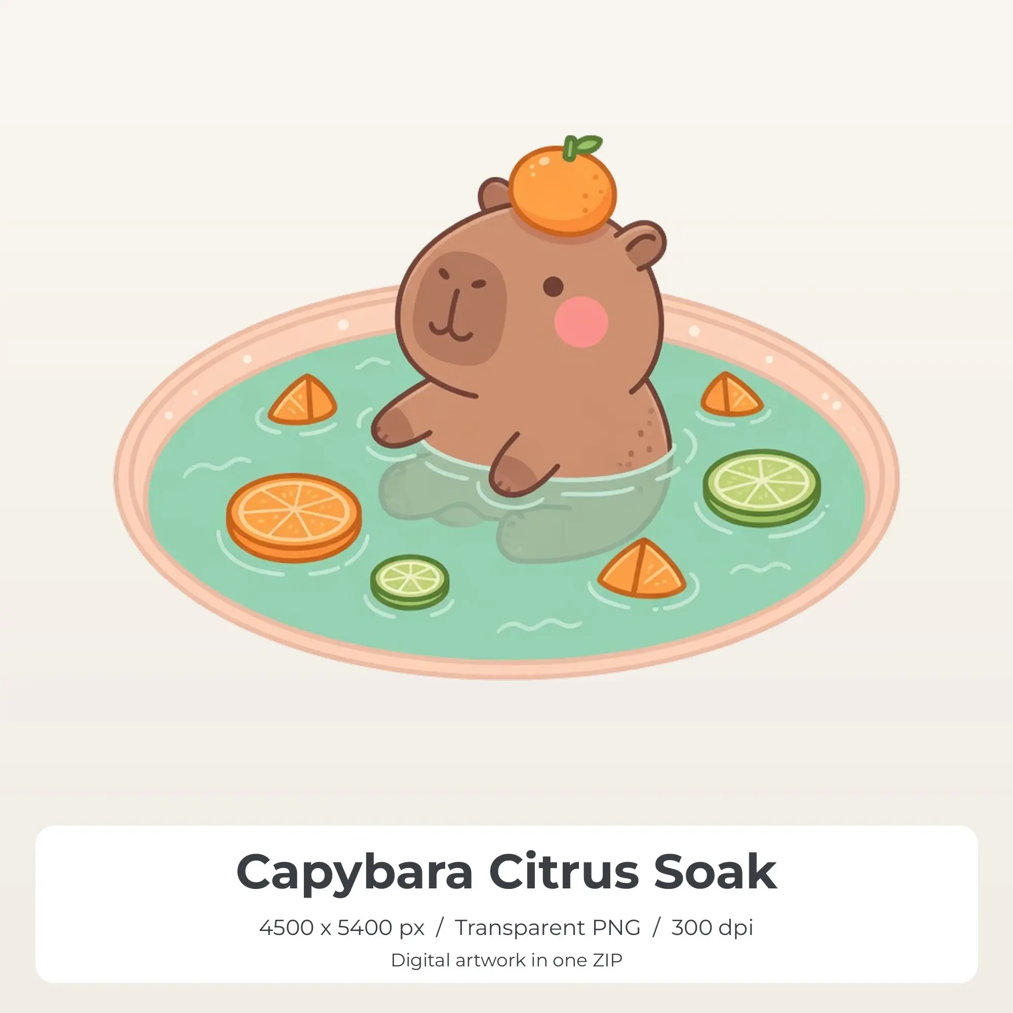 Capybara Citrus Soak Sublimation Design PNG for Shirts preview