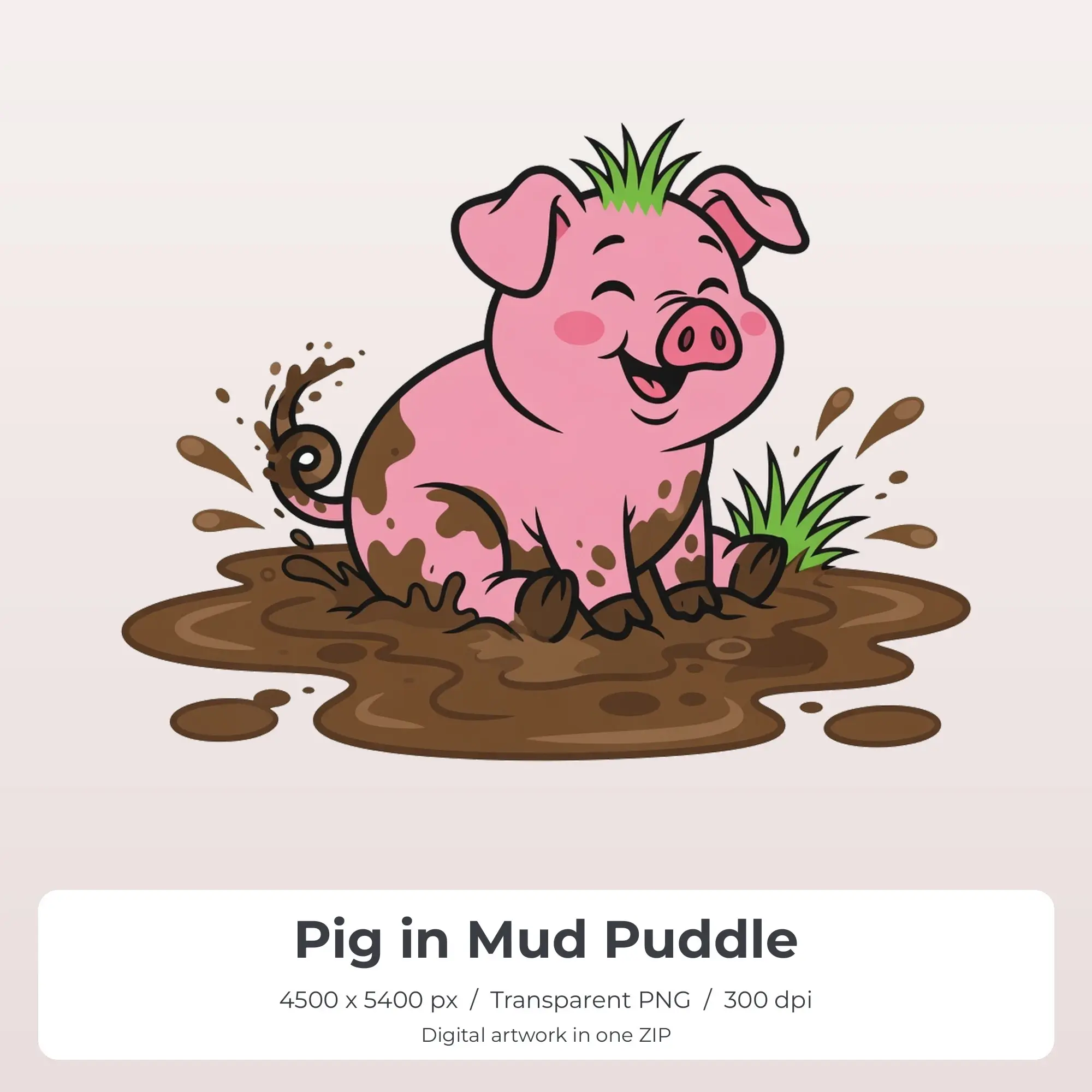 Pig in Mud Puddle PNG - Shirt Sublimation Design preview