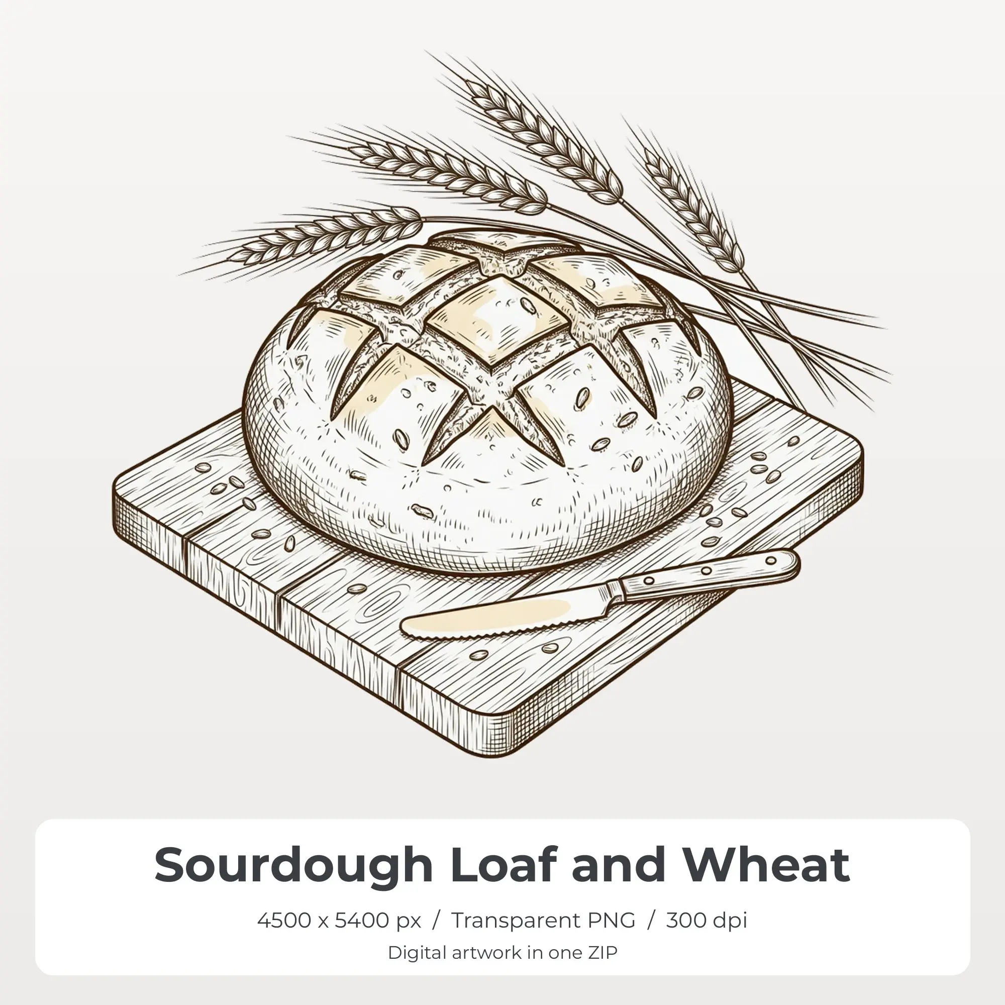 Sourdough Loaf and Wheat Sublimation PNG, T-Shirt Transfer Design preview