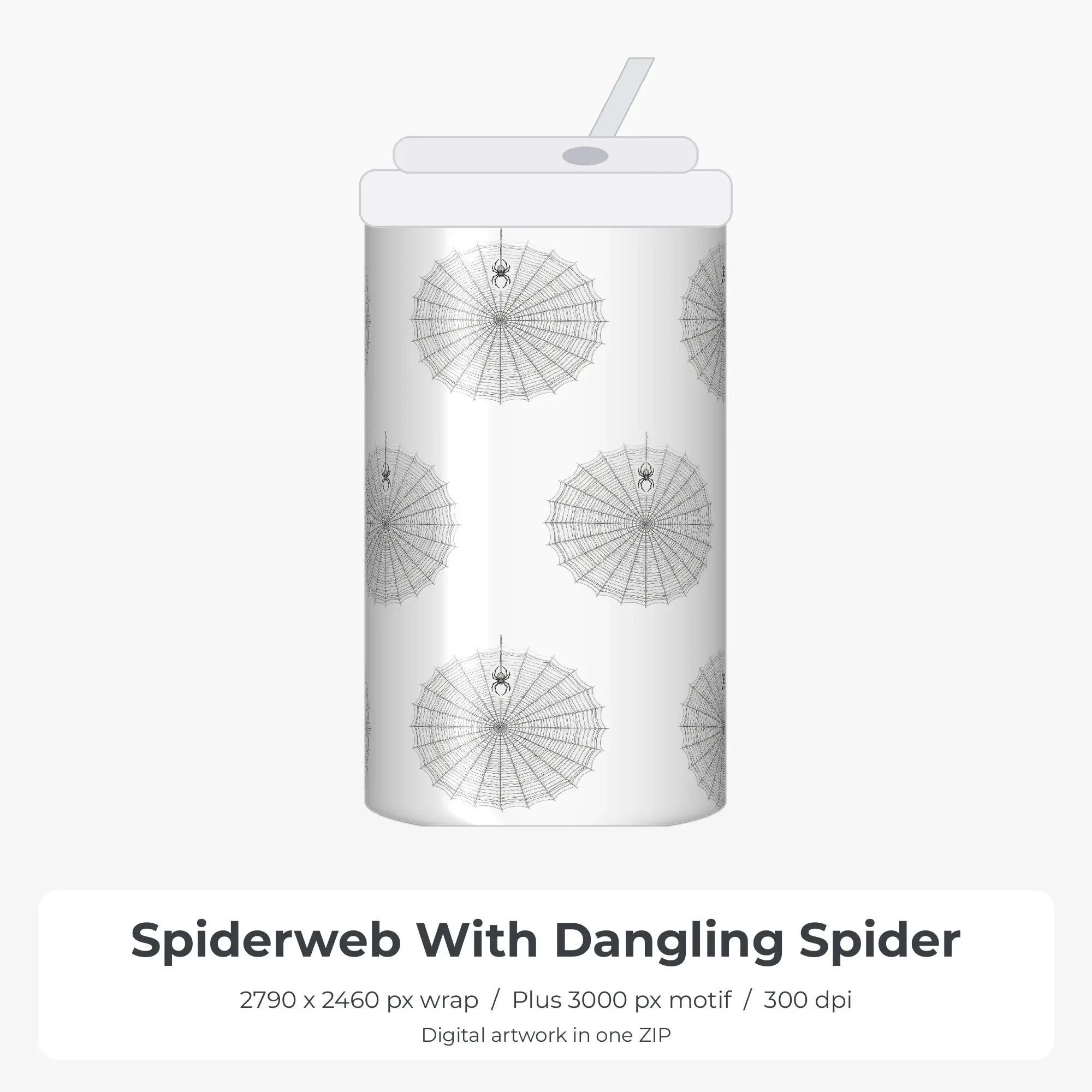 Spiderweb With Dangling Spider Tumbler PNG, Sublimation Wrap Design preview