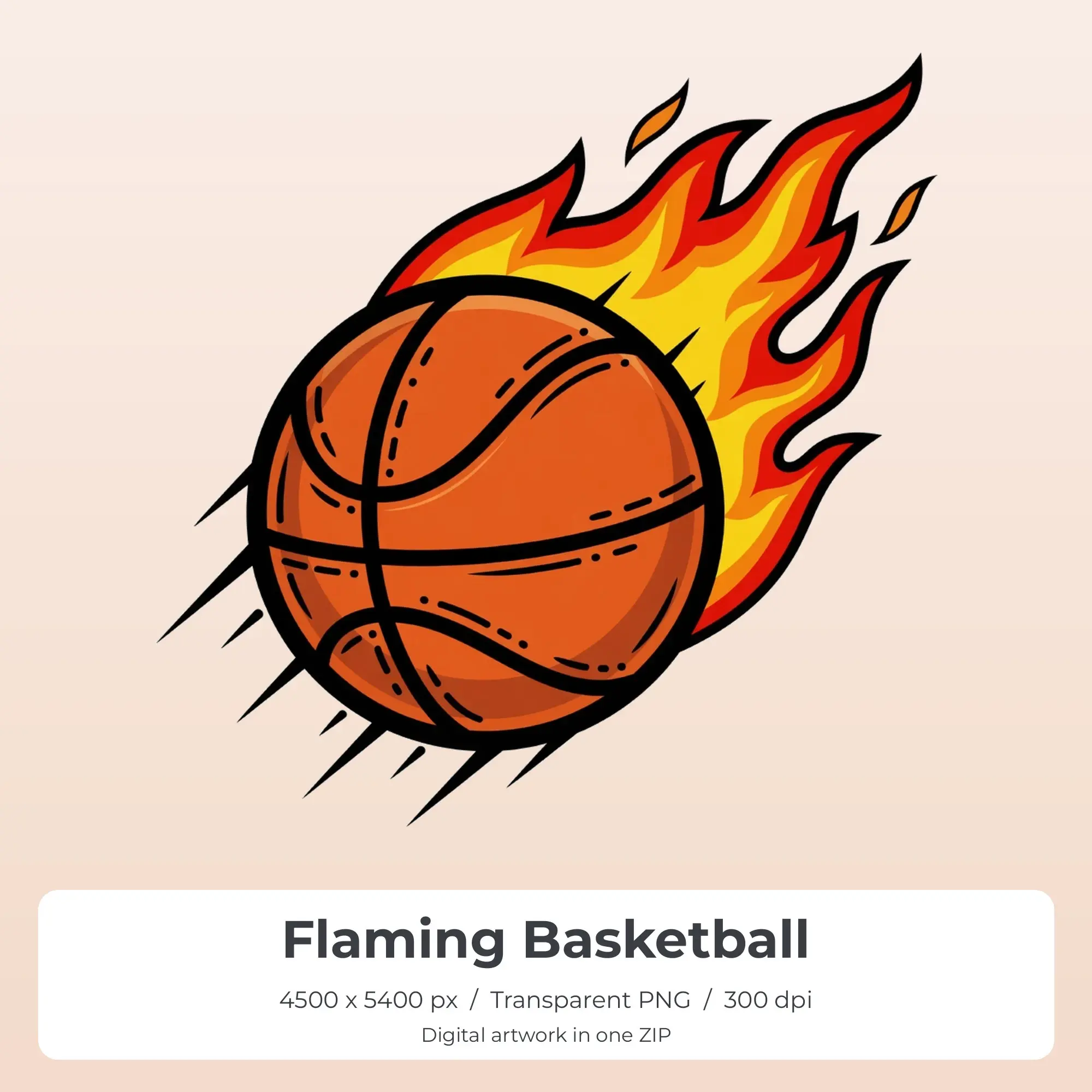Flaming Basketball Sublimation Design PNG for Shirts preview